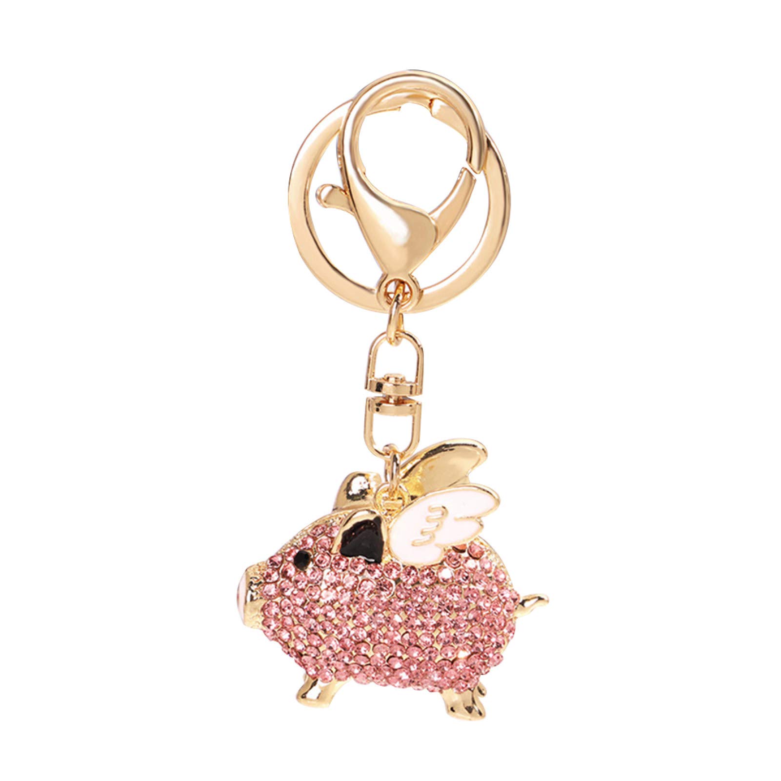 Sparkling Rhinestone Flying Pig Keychain - Stylish Key Ring Holder for Women & Men | Perfect for Car Keys, Gifts & Bag Accessories