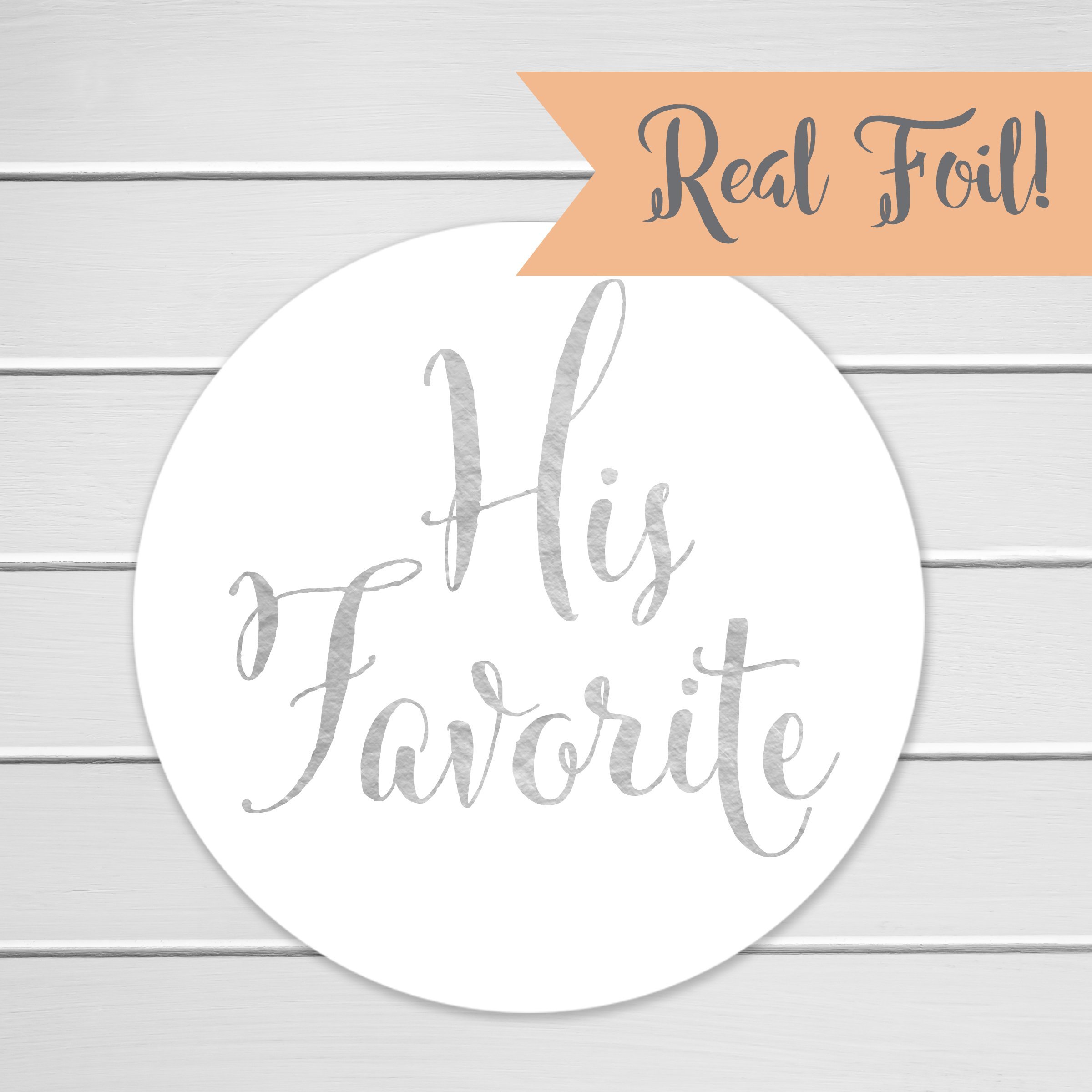 Custom Wedding Favor Stickers - Silver Foil on Glossy Finish - Personalized His Favorite Design - 400 Count for Wedding Invitations, Thank You Cards & Party Decorations