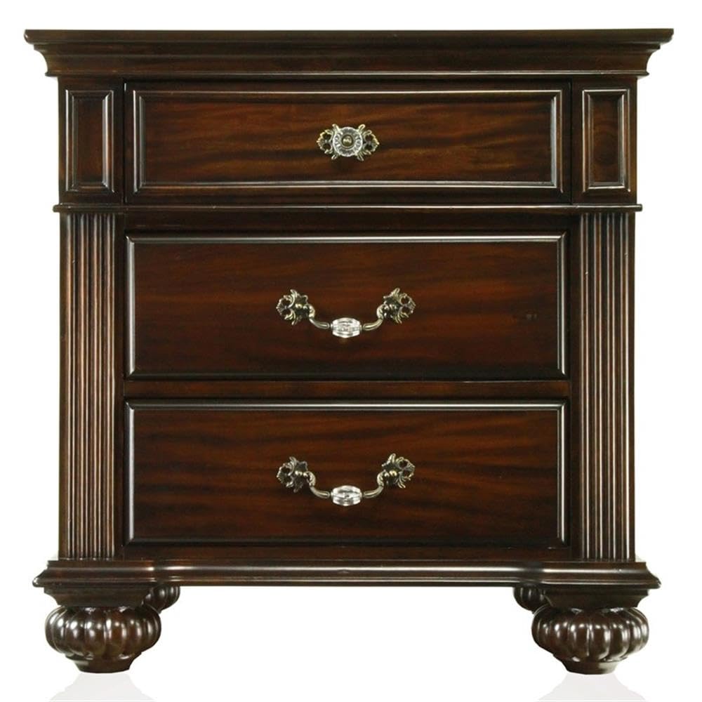 Home Square 3-Piece King Panel Bed Set with 2 Nightstands in Dark Walnut - Perfect for Master Bedroom Decor & Luxury Bedroom Furniture