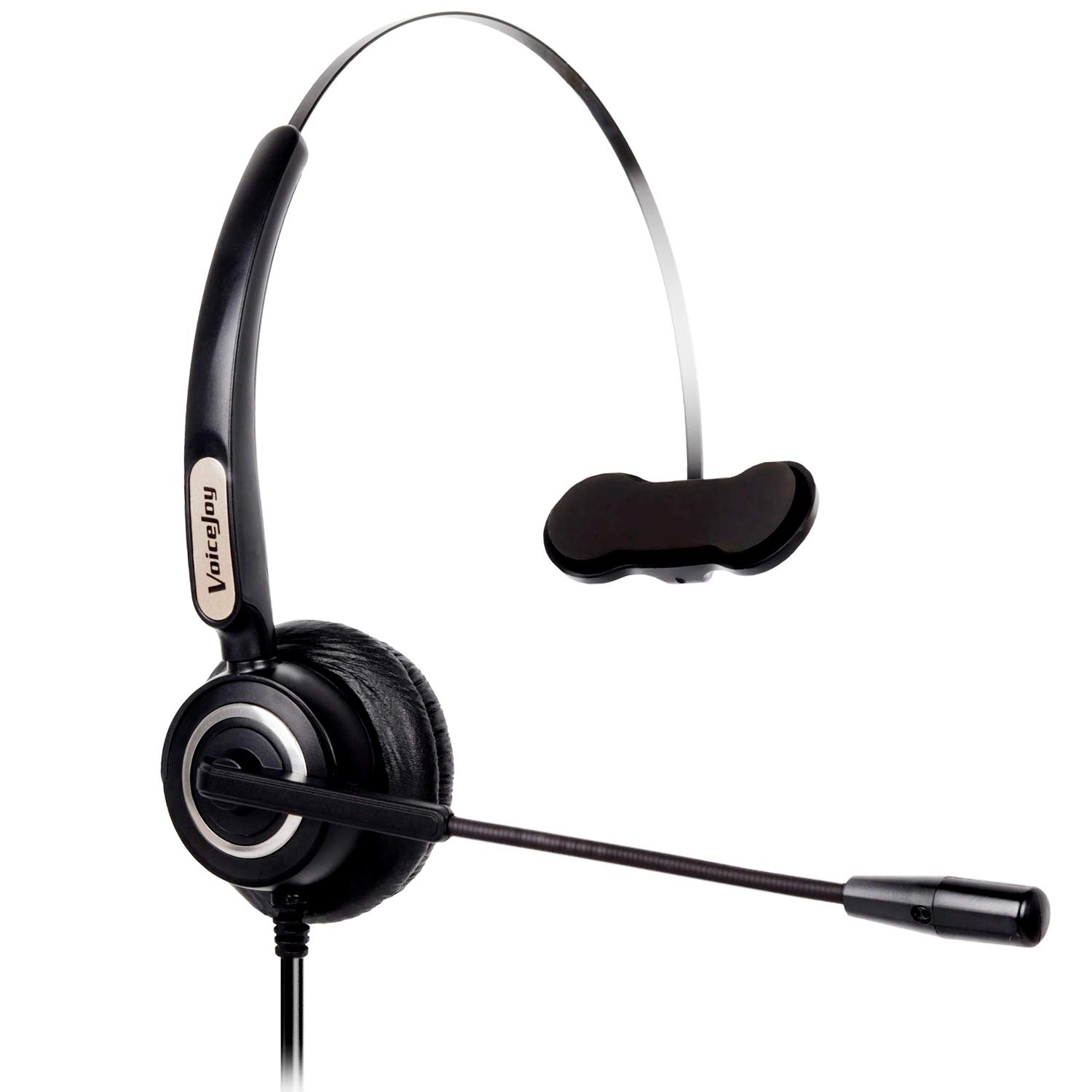 Noise Canceling Monaural Call Center Headset with Microphone - Compatible with Polycom, Aastra, Allworx, Alcatel, Avaya & More Landline Desk Phones - Perfect for Office, Customer Service & Remote Work