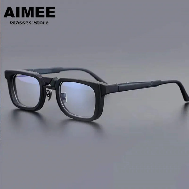 Aimee Unisex Full Rim Square Acetate Eyeglasses 6555 - Stylish & Durable Frames for Men & Women - Perfect for Work, Reading & Fashion Accessories