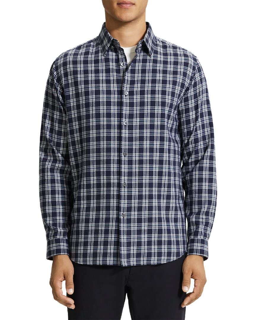 Theory Men's Irving Grid Shirt - Slim Fit Casual Button Down Shirt for Work & Date Night | Premium Cotton Dress Shirt for Business & Social Events