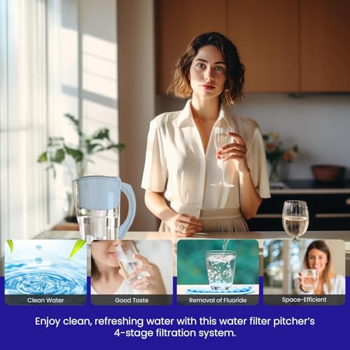 Crystal Quest Alkaline Water Pitcher Filter System - Light Blue - BPA Free, 10 Cup Capacity - Perfect for Home, Office & Travel Hydration