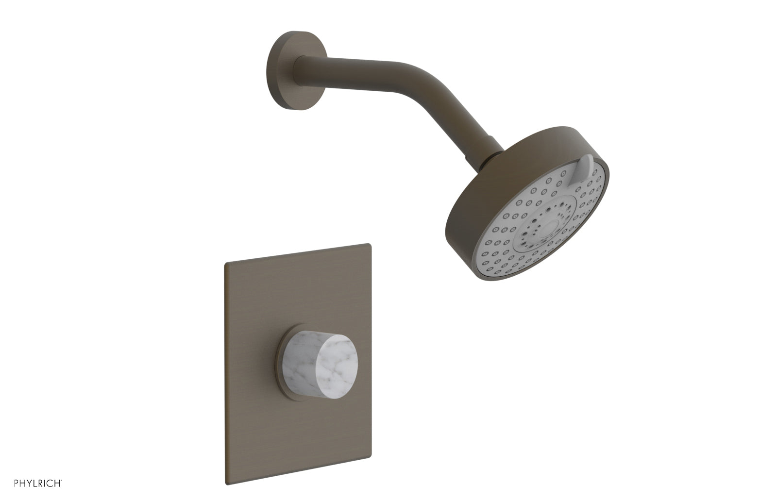 BASIC II Pressure Balance Shower Set with White Marble Handle - 230S 23 Series - Perfect for Modern Bathroom Renovation & Spa-Like Shower Experience