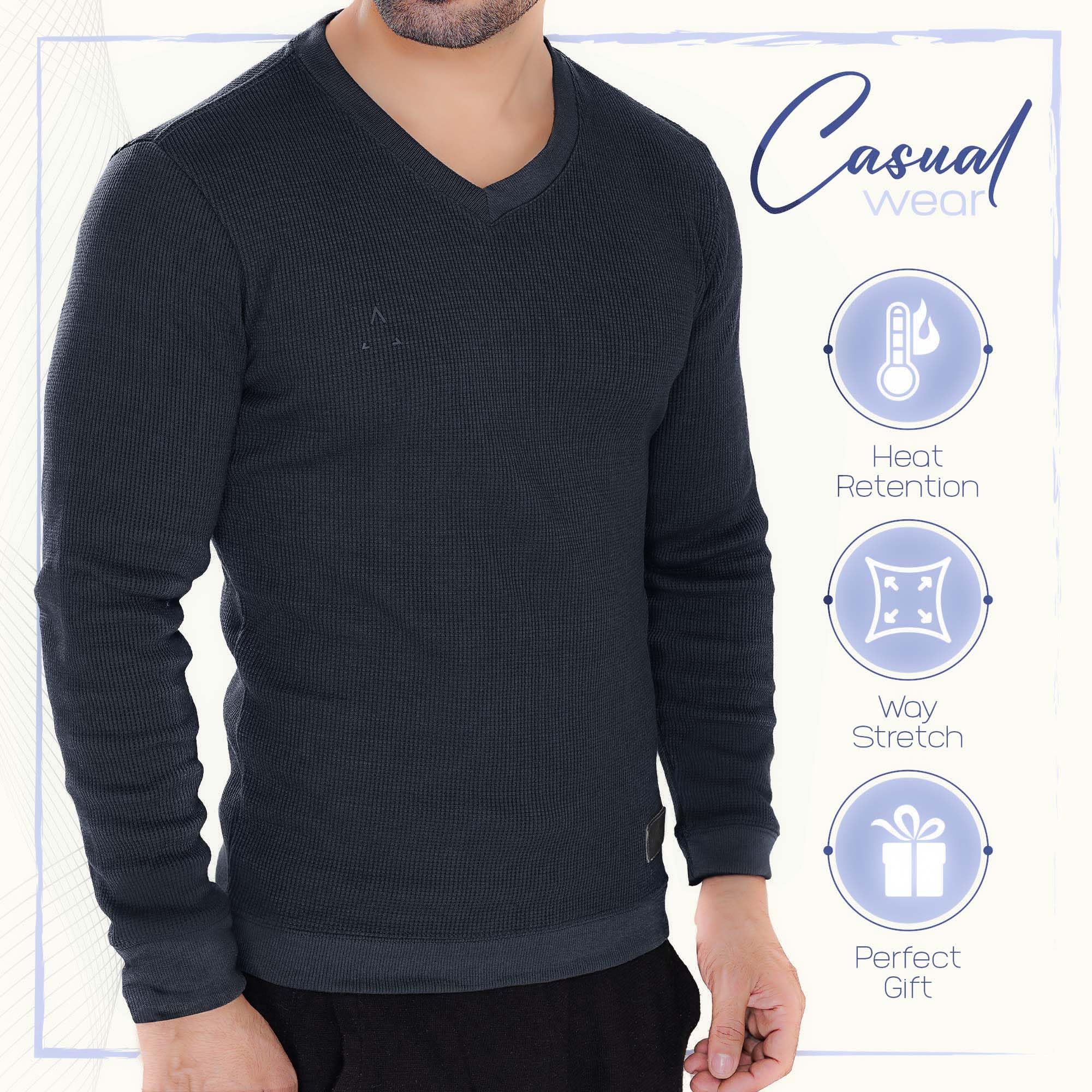 Men's Long Sleeve Waffle Thermal Shirt - Soft Knit Sweater & Comfortable Sweatshirt for Winter Warmth | Perfect for Outdoor Activities, Camping & Casual Wear