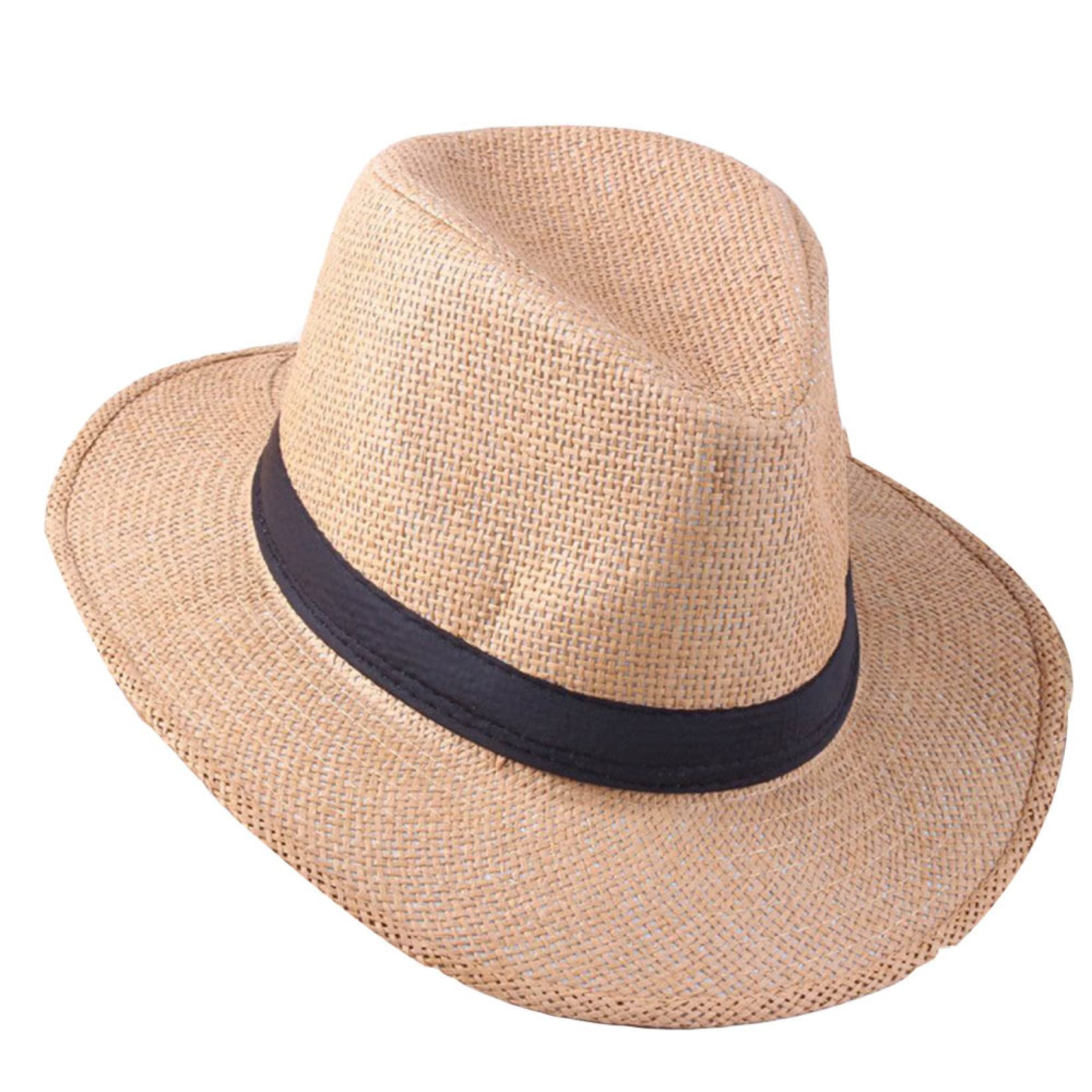 Stylish Wide Brim Straw Panama Hat for Men - Summer Beach Sun Hat with Black Ribbon - Perfect for Vacations, Outdoor Activities & Fashion Accessories