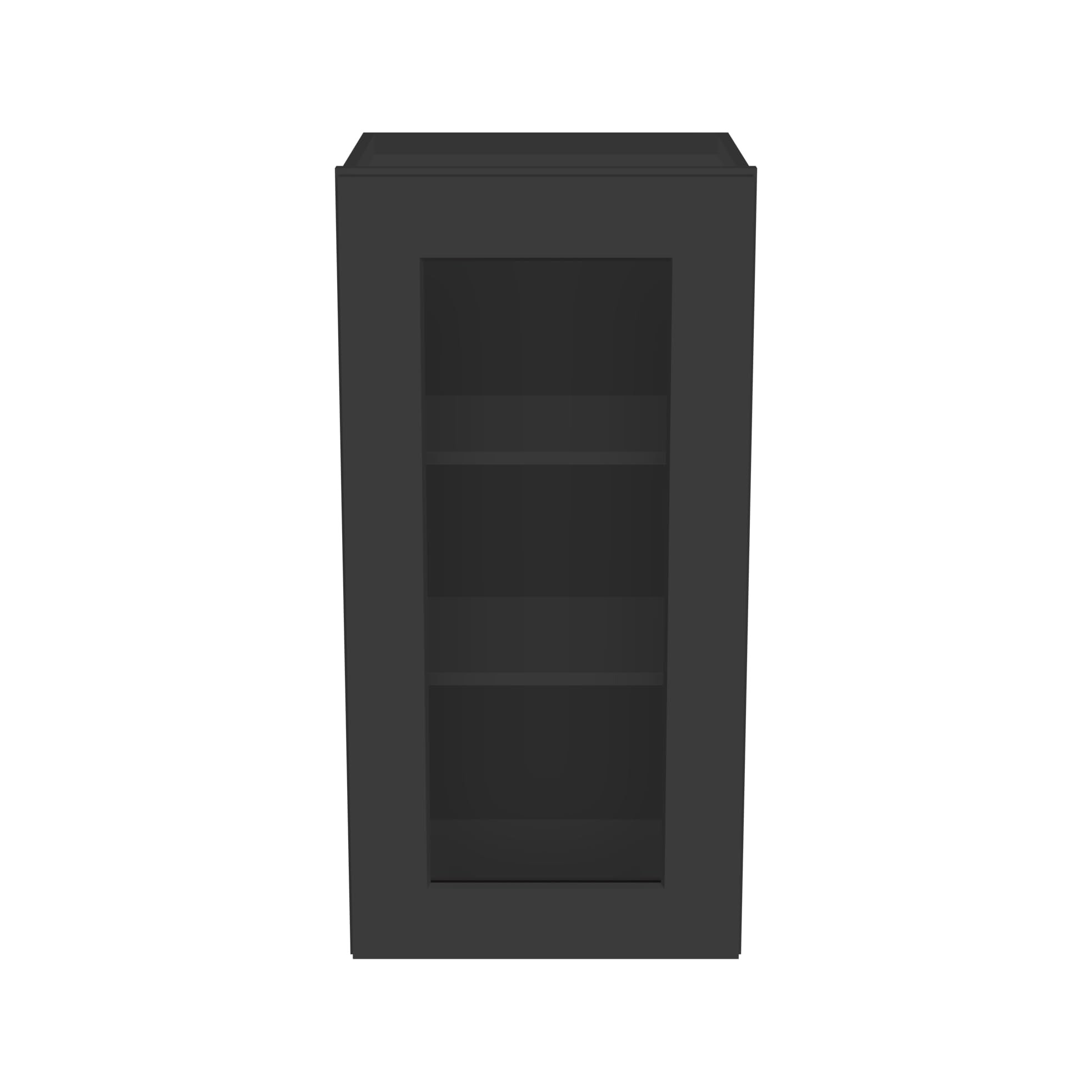 Solid Wood Wall-Mounted Bathroom Medicine Cabinet with Glass Door & Shelves - 15”W x 12”D x 42”H Charcoal Black - Perfect for Bathroom Storage, Kitchen Organization & Display (Glass Not Included)