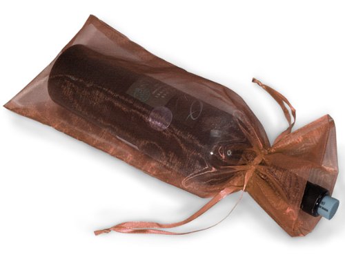 Premium Copper Organza Wine Bags 6.5x15 Inches with Satin Drawstrings - 25 Pack (10 Units per Pack) - Elegant Wedding Favors, Party Gifts & Holiday Wine Bottle Covers