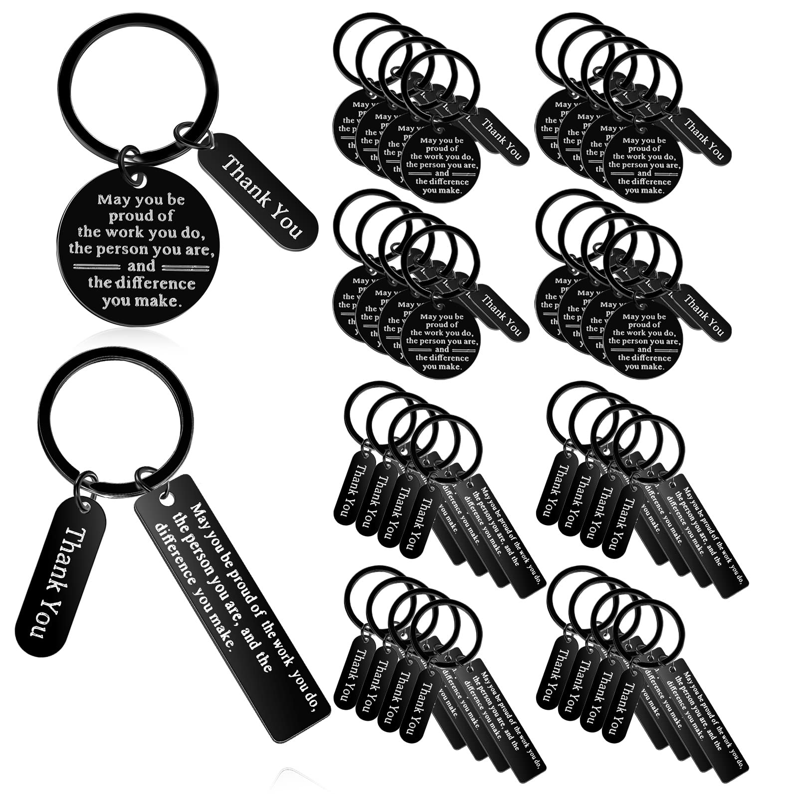32 Pcs Bulk Thank You Keychains - Employee Appreciation Gifts for Coworkers, Volunteers, Women & Men - Perfect for Christmas, Corporate Events & Recognition Awards