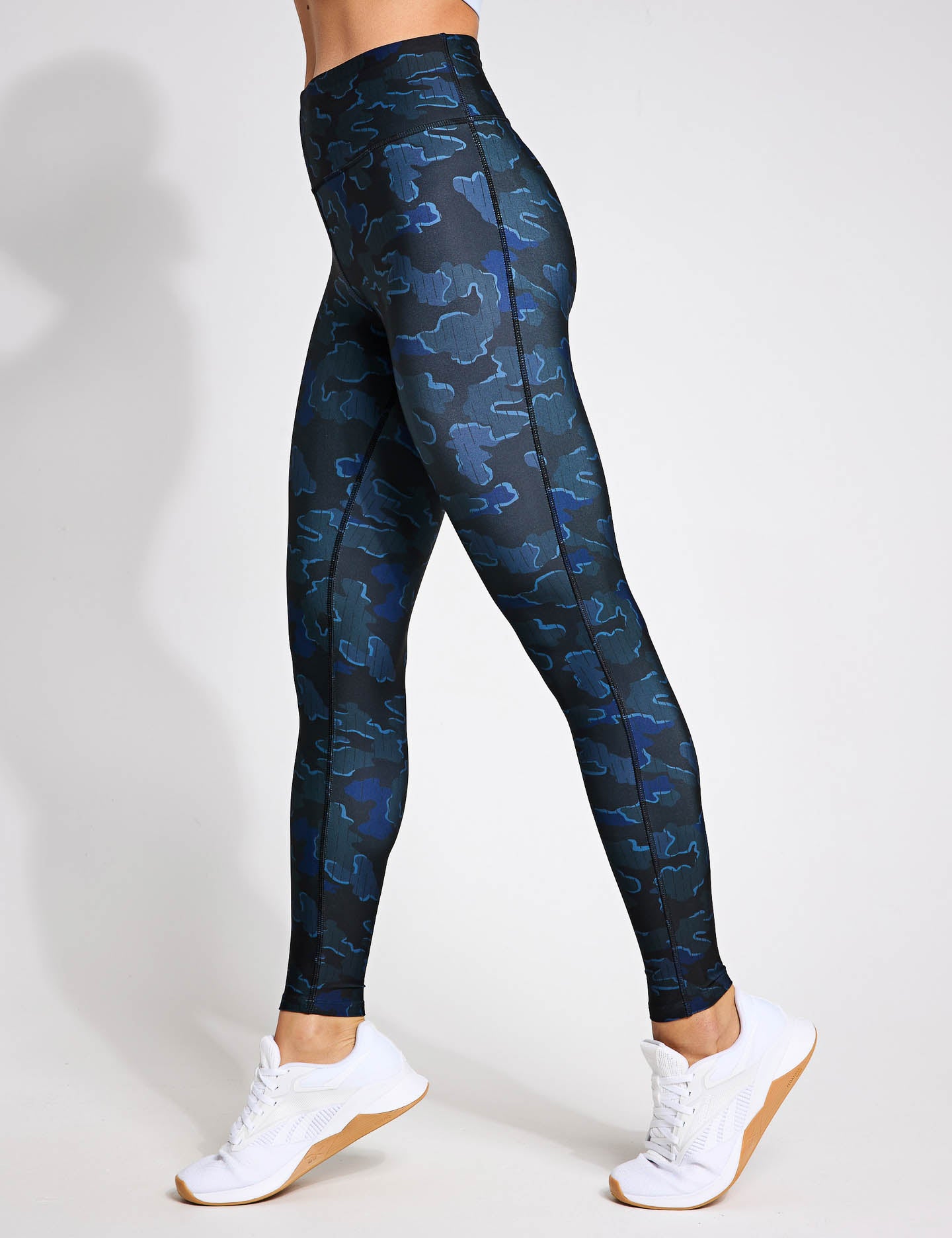ID Train Camo Leggings for Women - High Waisted Workout Tights, Stretchy Yoga Pants for Running, Gym & Lounge - Black