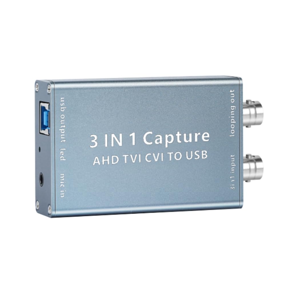 RKBCJQA AHD Video Capture Card - TVI/CVI to USB 3.0 Converter, 1080P 60fps Recording Device for Live Streaming, Surveillance & Gaming | Plug & Play Installation | Compatible with PC, Mac, Security Systems & Game Consoles