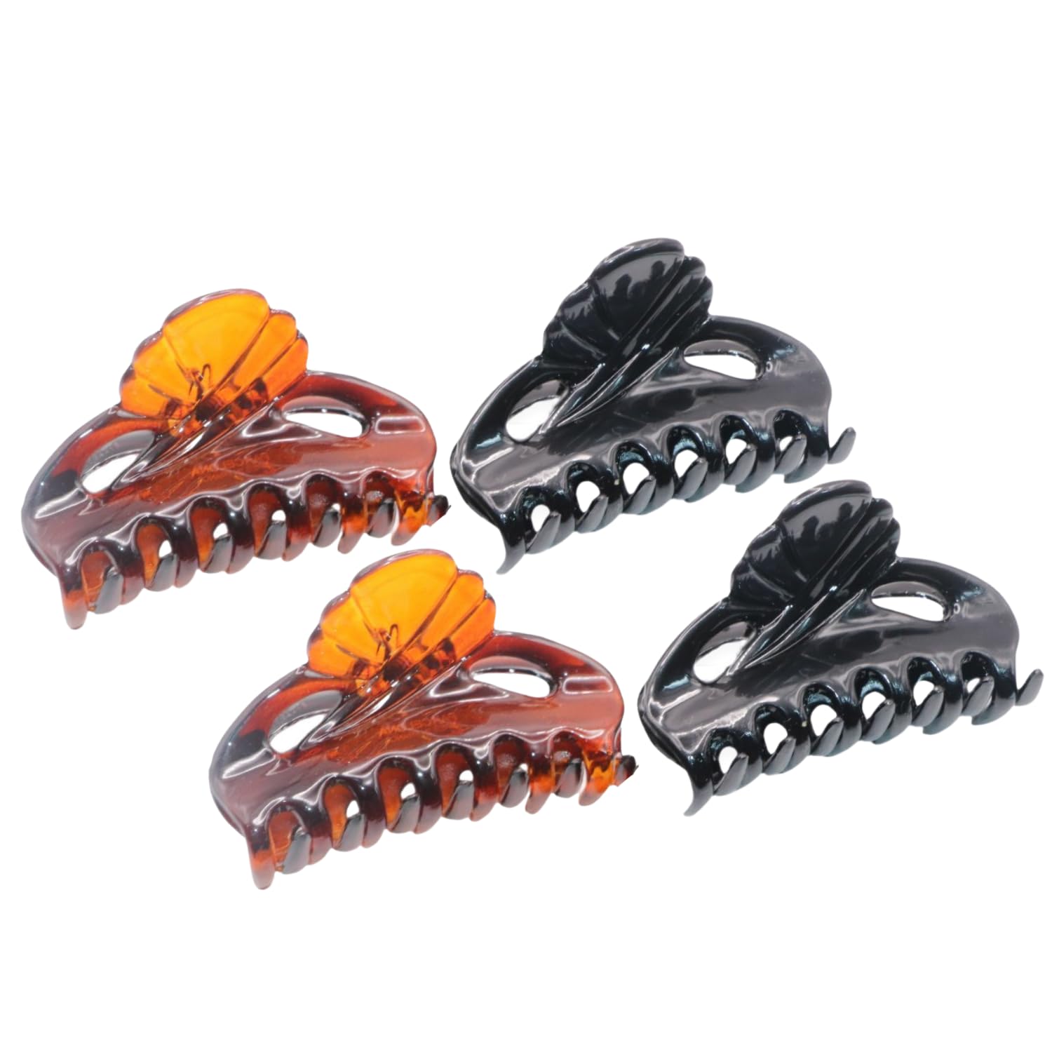 French Poppy Tortoise Hair Clips - Set of 4 for Women & Girls - Perfect for Updos & Ponytails