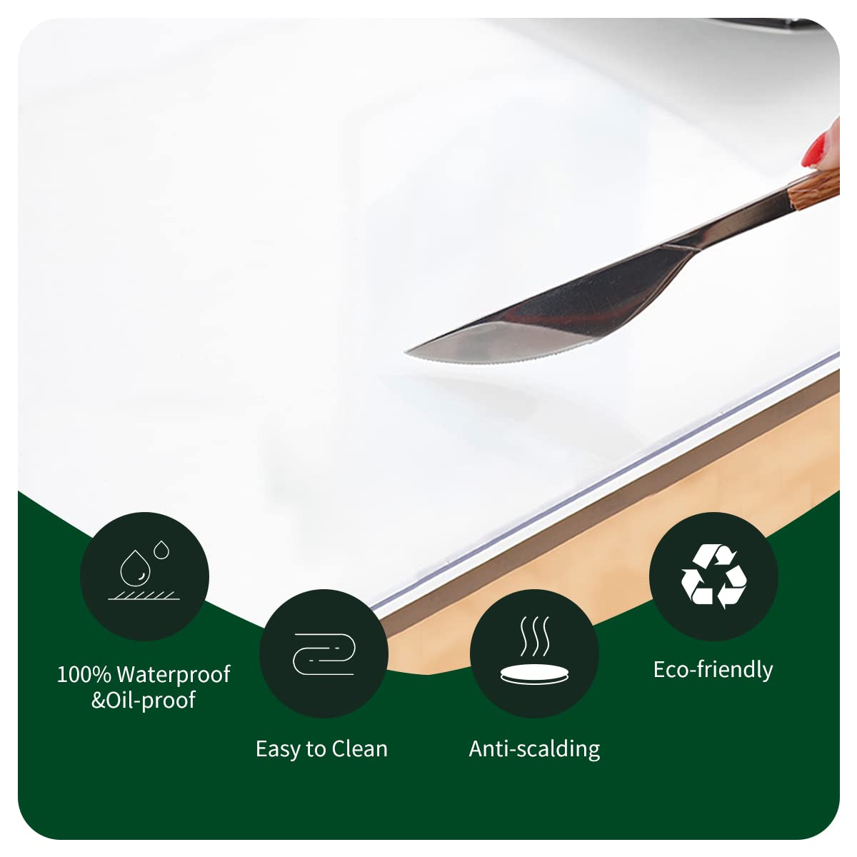 24x42 Inch Clear PVC Desk Cover Protector - 1.5mm Thick Rectangular Plastic Table Pad Mat, Waterproof & Non-Slip Vinyl Tablecloth for Coffee Table, Writing Desk, TV Stand, Makeup Vanity, Dining Table - Home & Office Organization Solution