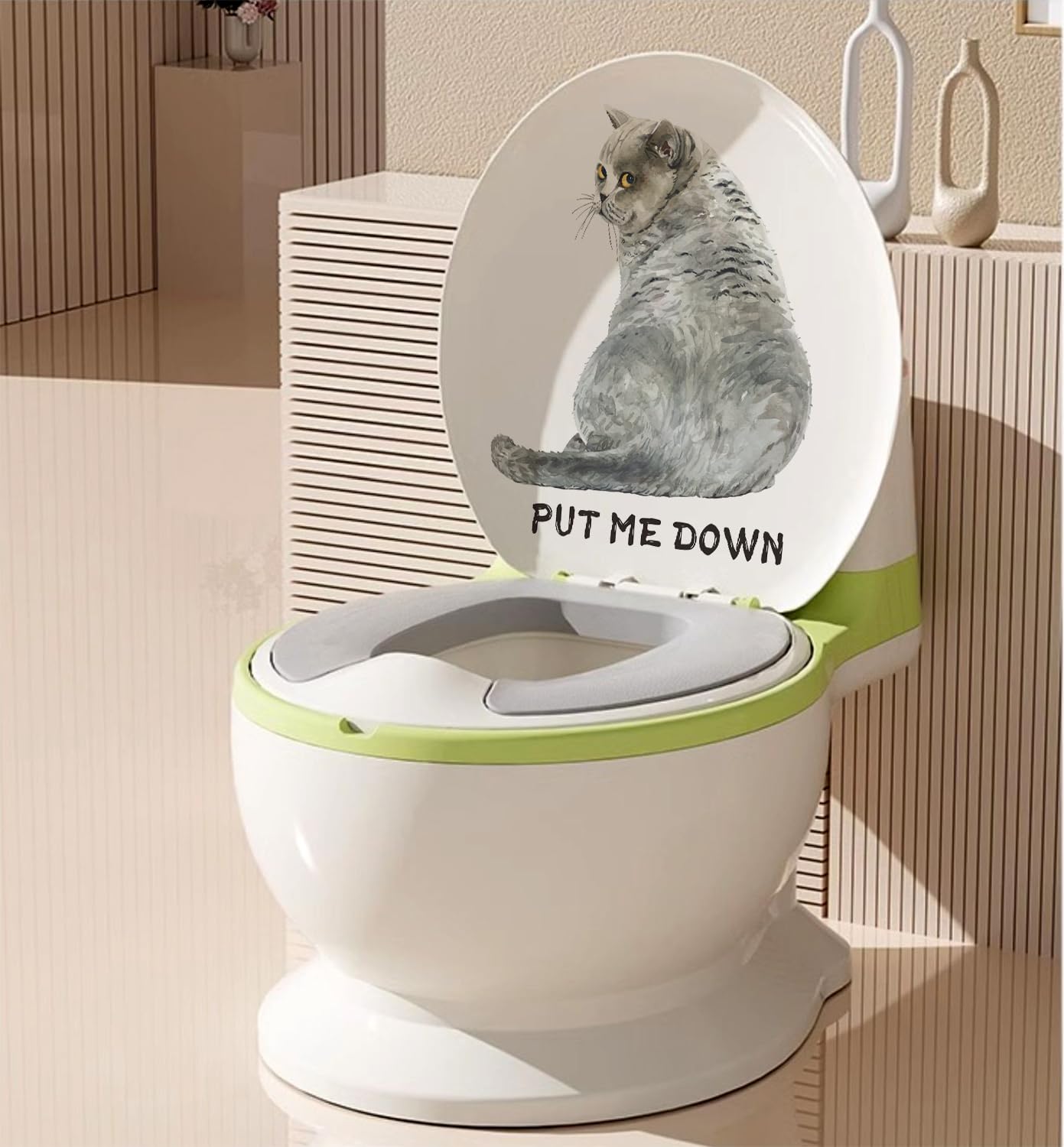 Funny Cat Toilet Lid Stickers - Waterproof Removable Vinyl Decals for Bathroom Decor, Kitty Animal Design, No Residue - Perfect for Bathroom, Washroom, Lavatory & Nursery Decoration