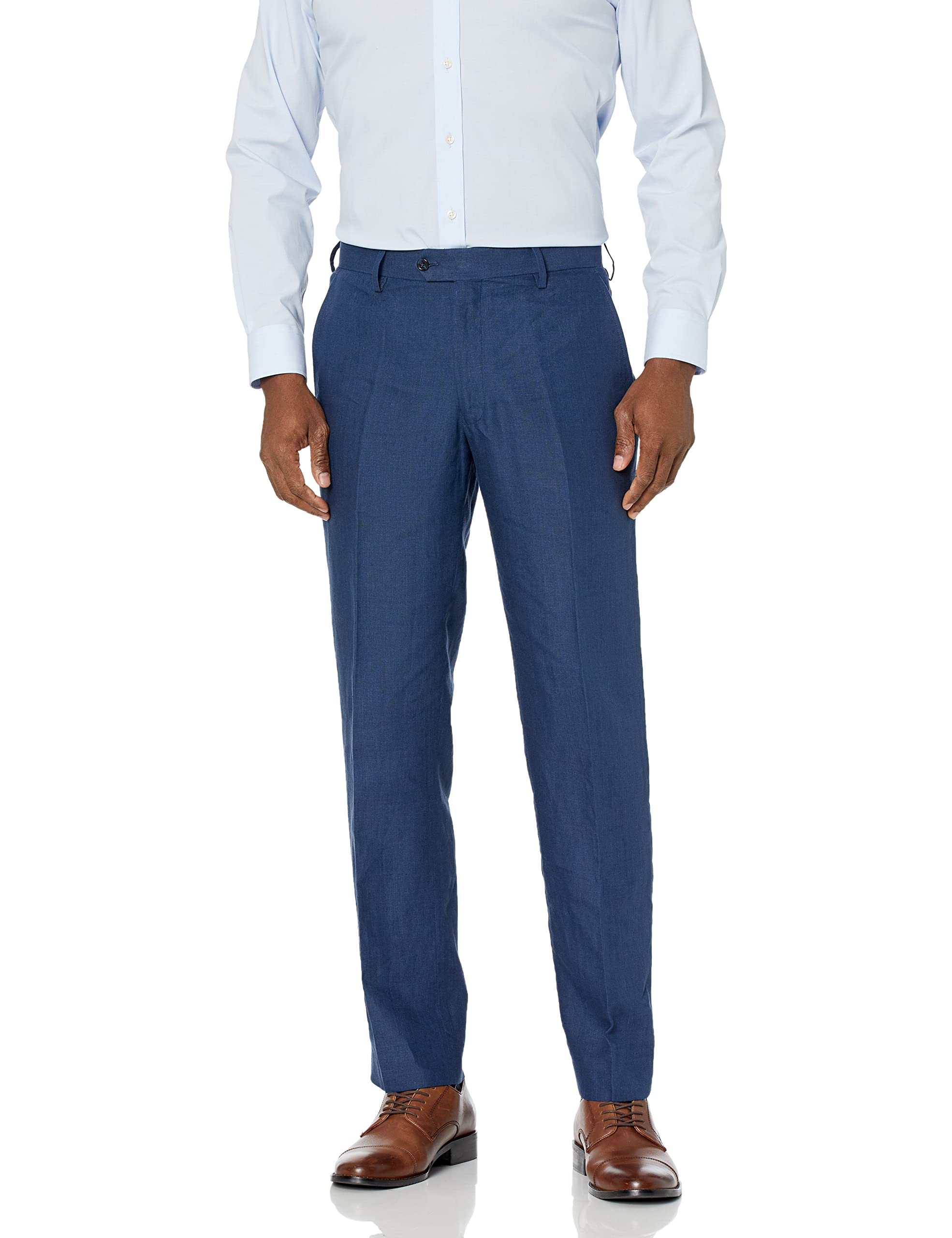 Men's Navy Blue Linen Suit Set - Oxford Style Blazer & Separate Pants for Summer Weddings & Business Casual Outfits