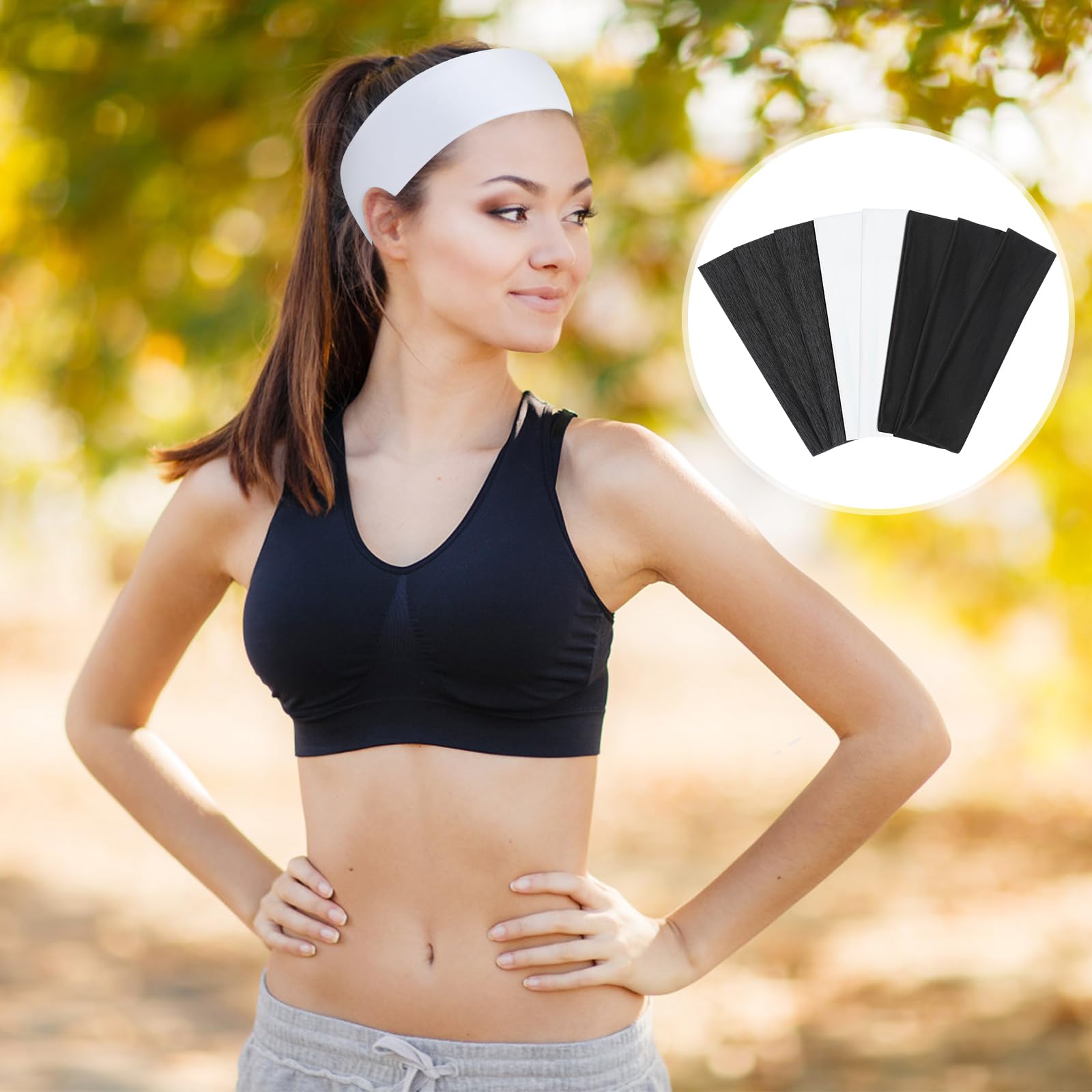 8 Pack Non-Slip Sports Headbands for Women - Soft Elastic Hair Bands for Workout, Yoga, Running & Active Lifestyle - Stay Secure During Exercise & Daily Activities