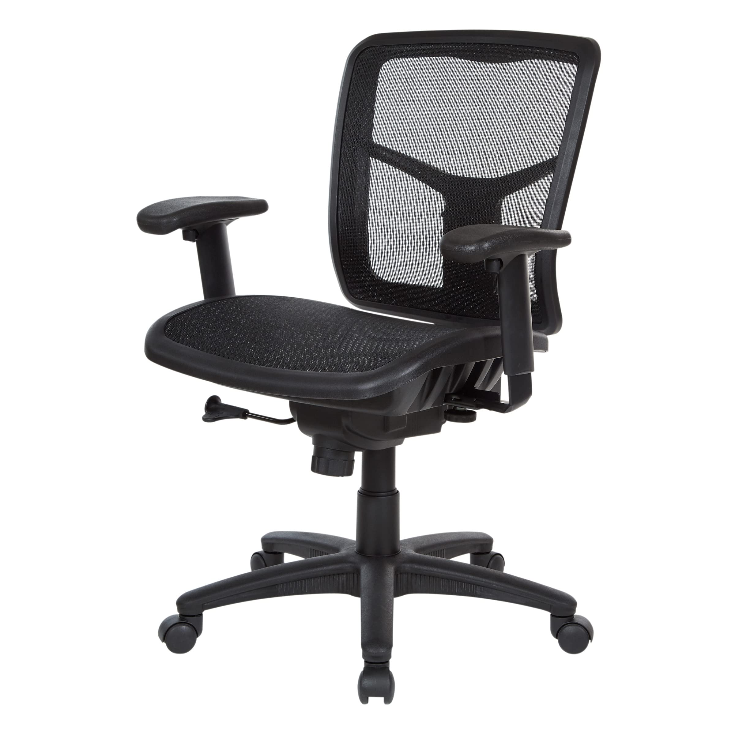 Office Star ProGrid Manager's Office Task Chair - Adjustable Height Arms, Ratchet Back Support & Breathable Mesh Seat - Ergonomic Black Desk Chair for Home Office, Conference Rooms & Workstations