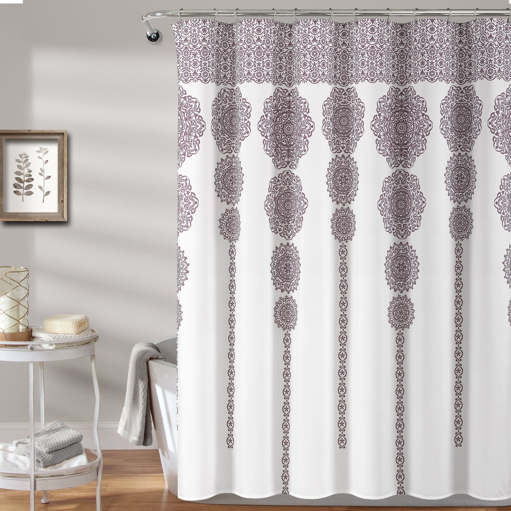 Stripe Medallion Shower Curtain - Waterproof Bathroom Decor with Modern Design for Home & Hotel Use