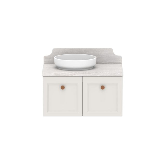 ADP Mabel Wall Mounted Vanity with Cherry Pie Premium Solid Surface Countertop - Modern Bathroom Sink for Small Spaces & Powder Rooms