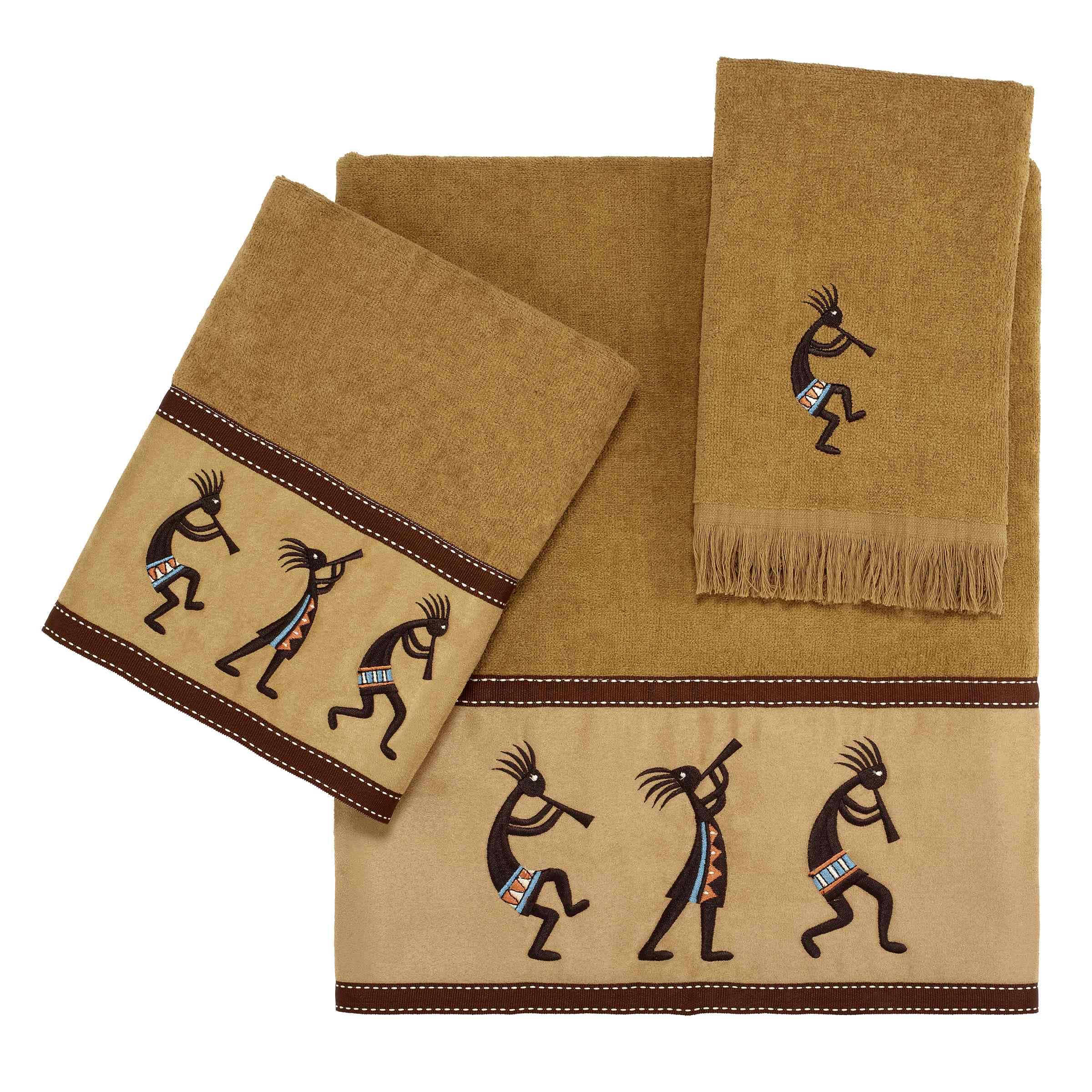 Avanti Linens Kokopelli Bath Towel Set - Soft & Absorbent Nutmeg Brown Cotton Towels for Spa, Bathroom & Pool - Luxury Hotel Quality Home Essentials