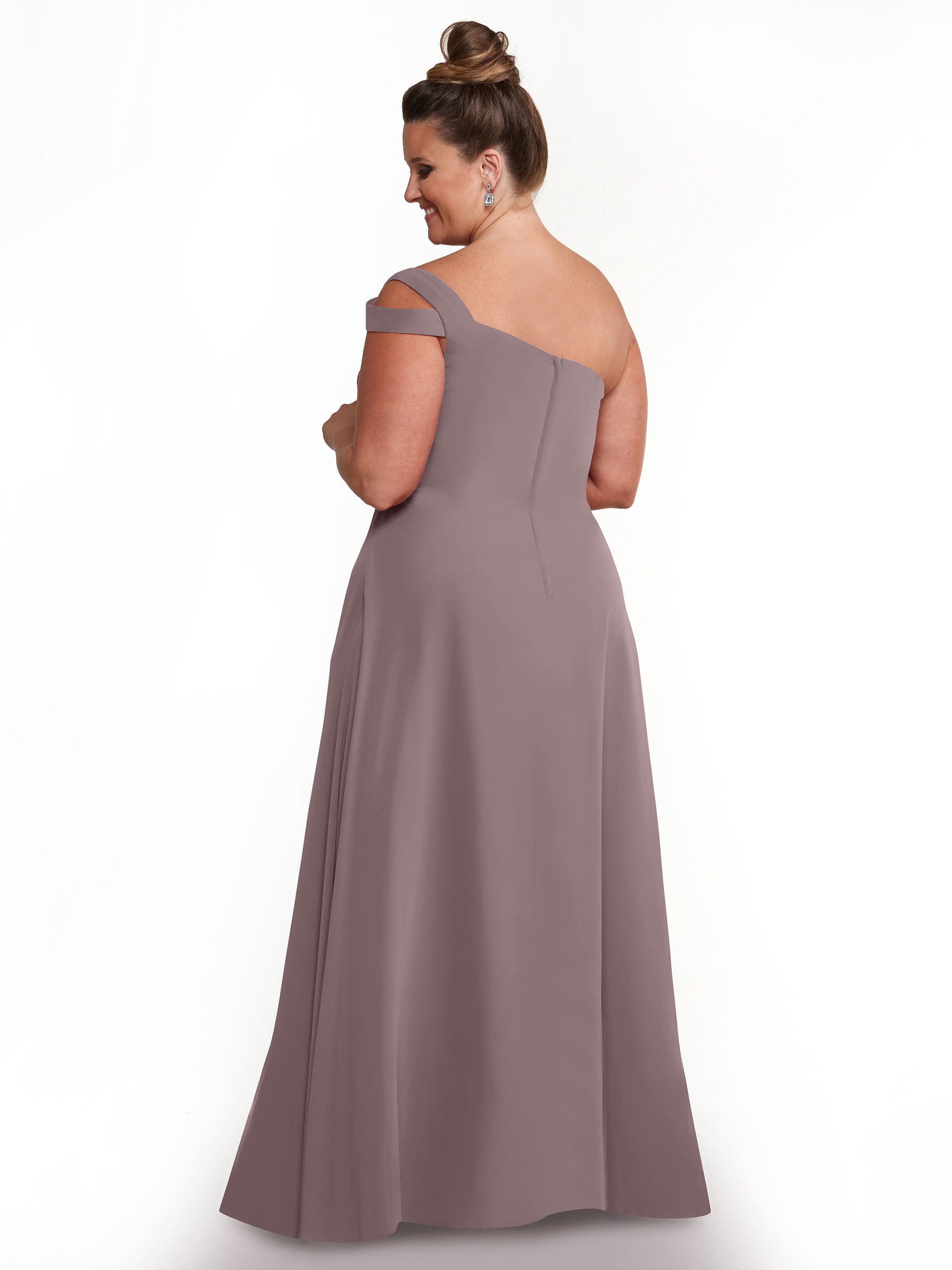 Elegant 80139 Chiffon A-Line One Shoulder Bridesmaid Dress with High Slit - Perfect for Weddings, Proms & Formal Events