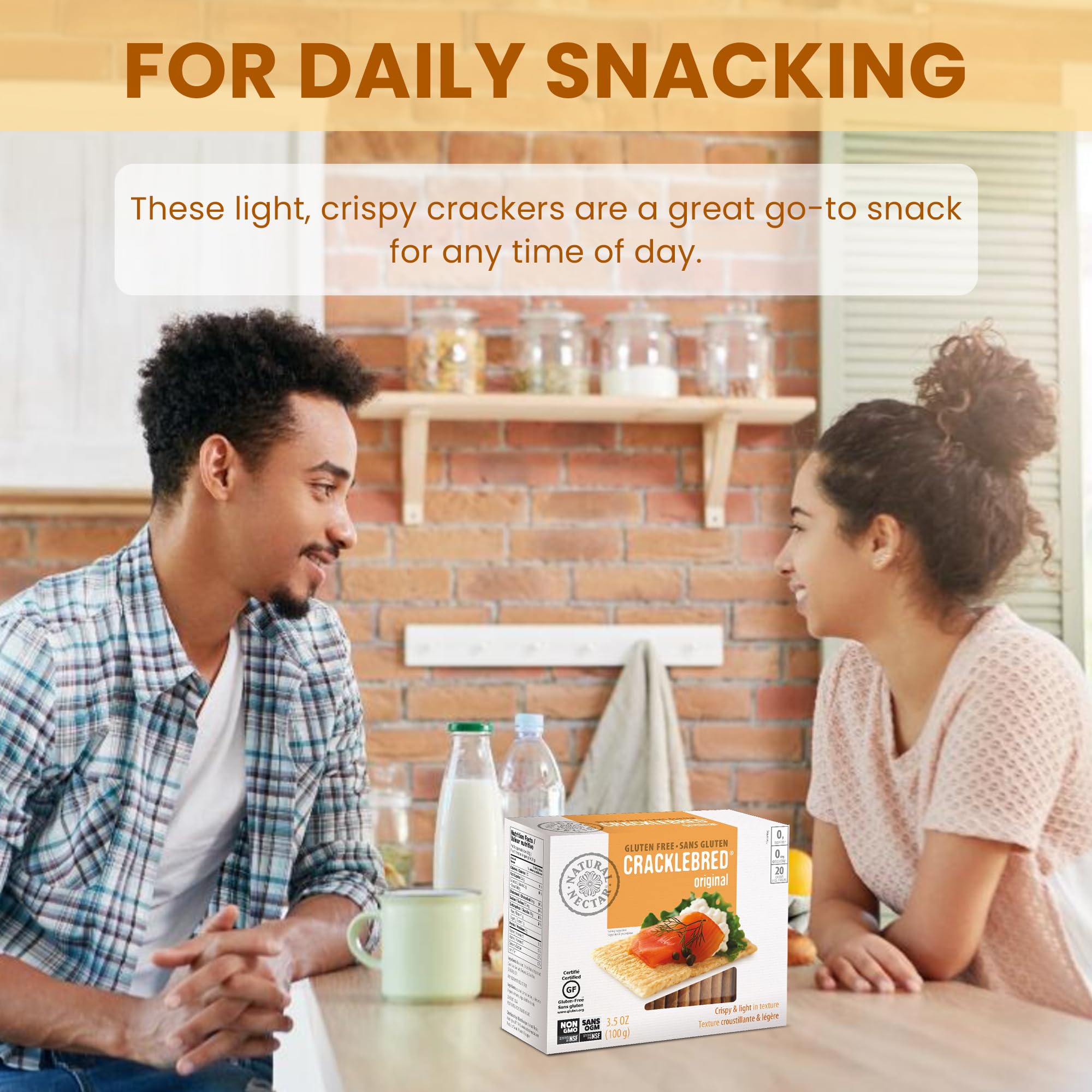 Natural Nectar Original Cracklebred, 12-Pack (4.5 oz Each) | Gluten-Free Crispbread for Healthy Snacks, Toppings & Appetizers | Certified GF | Perfect for Charcuterie Boards, Cheese Pairings & Keto Diets
