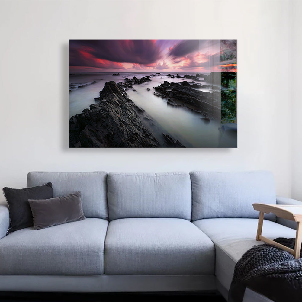 Mystic Sunset - Stunning Handmade Wall Art for Home Decor, Perfect for Living Room, Bedroom & Office | Unique Sunset Painting for Modern Interior Design