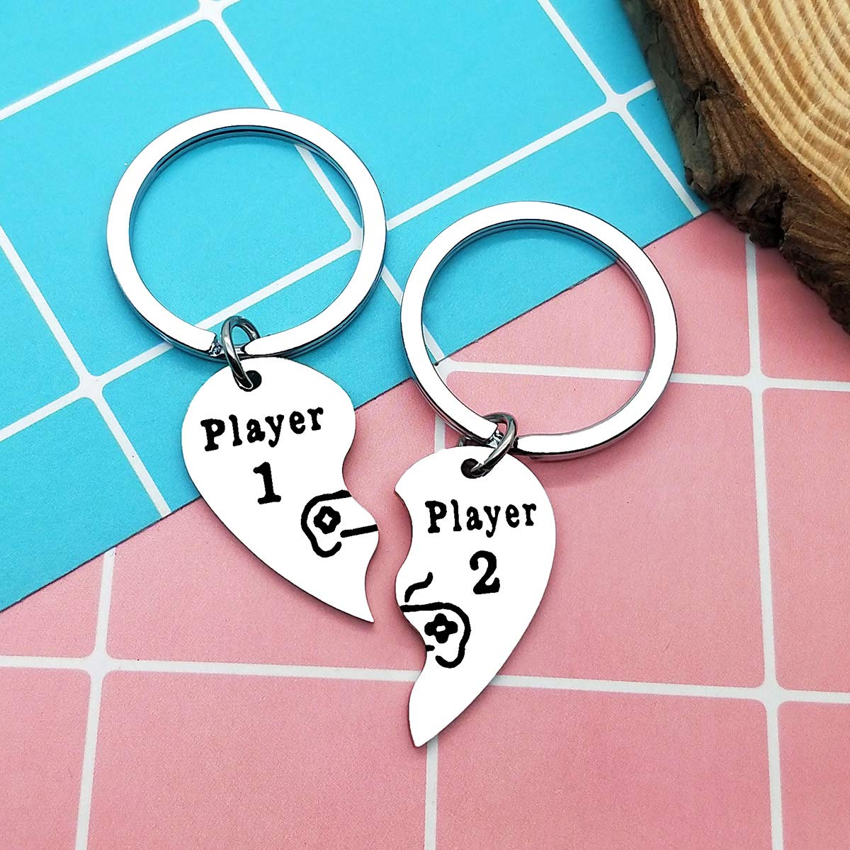 2 PCS Funny Couple Gamer Keychains - Player 1 & Player 2 Matching Keychains for Him and Her - Perfect Valentine's Day Gift for Boyfriend, Girlfriend, Husband & Wife - Ideal for Gamers Couples, Anniversary & Romantic Gifts