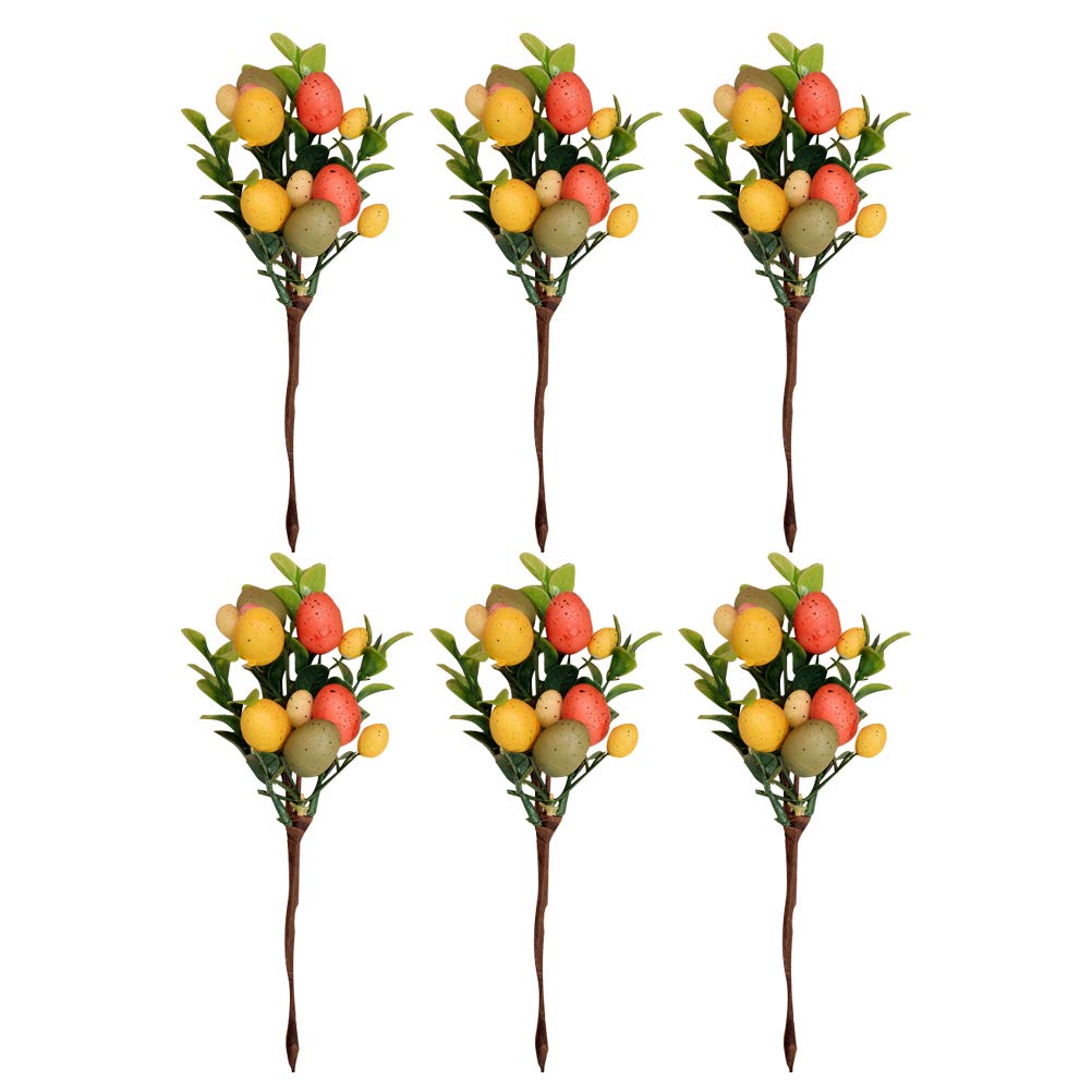 PRETYZOOM 6-Piece Plastic Easter Eggs with Artificial Leaves - DIY Craft Kit for Easter Bouquets, Home Decor, Photography Props & Gift Vase Fillers | Perfect for Easter Party Favors, Spring Centerpieces & Table Decorations