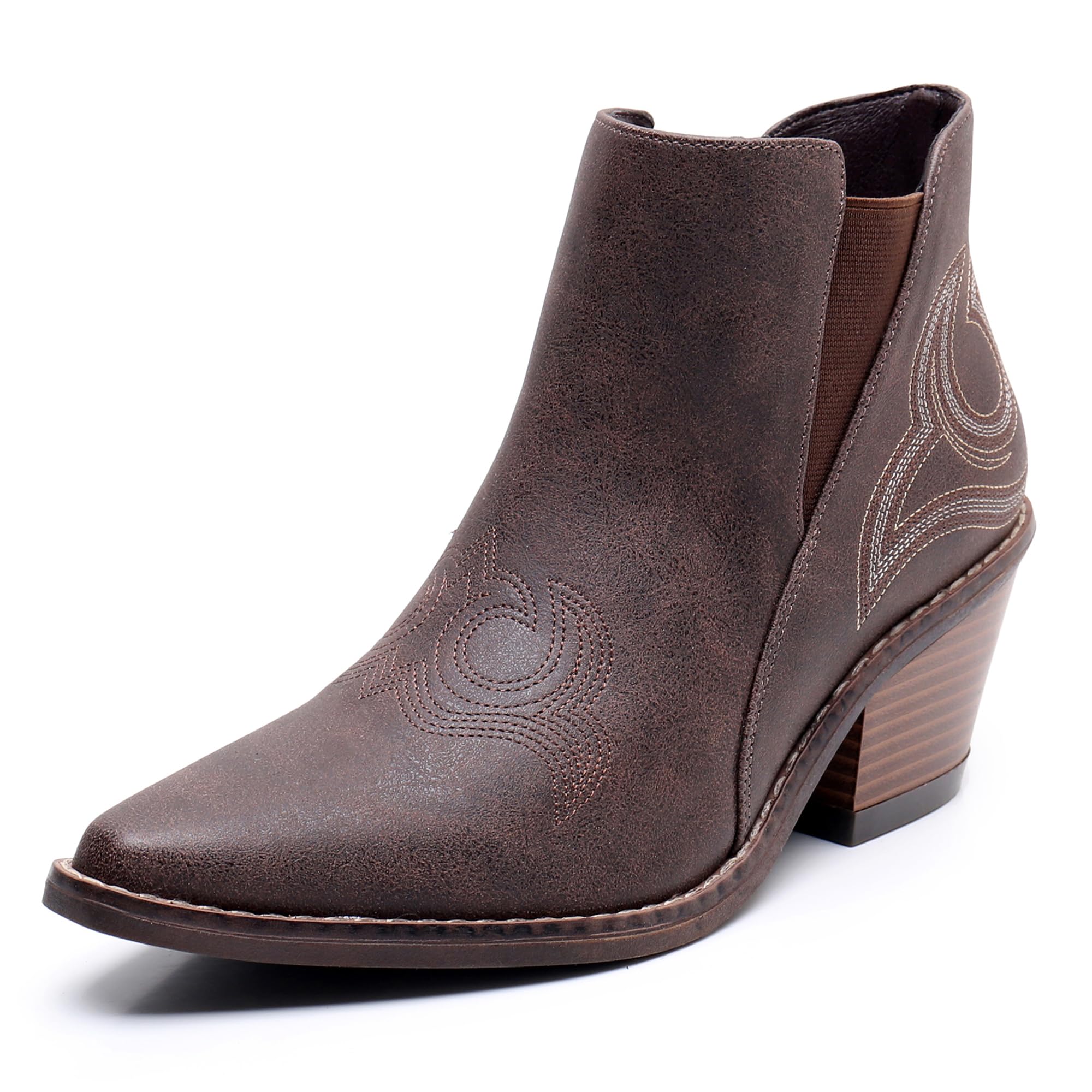 Women's Western Cowgirl Boots with Embroidery - Stylish Ankle Boots for Country, Rodeo & Casual Wear