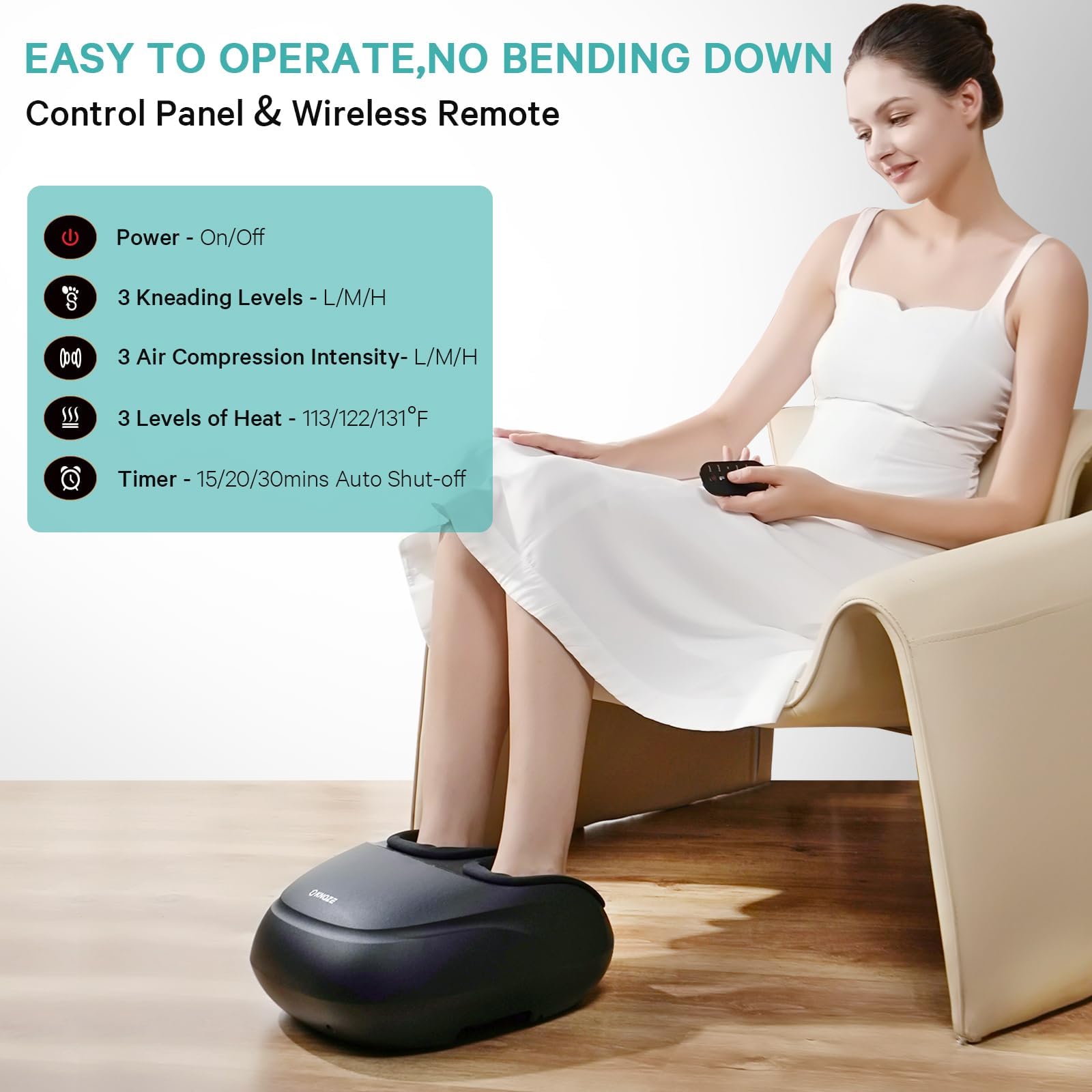 Electric Shiatsu Foot Massager with Heat - Deep Kneading for Plantar Fasciitis Pain Relief - 6 Massage Modes - Perfect Gift for Men & Women - Home, Office, Spa Relaxation Therapy