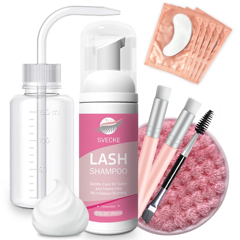 Lash Shampoo Kit with Brush - 60ml Eyelash Cleanser for Extensions | Salon & Home Care