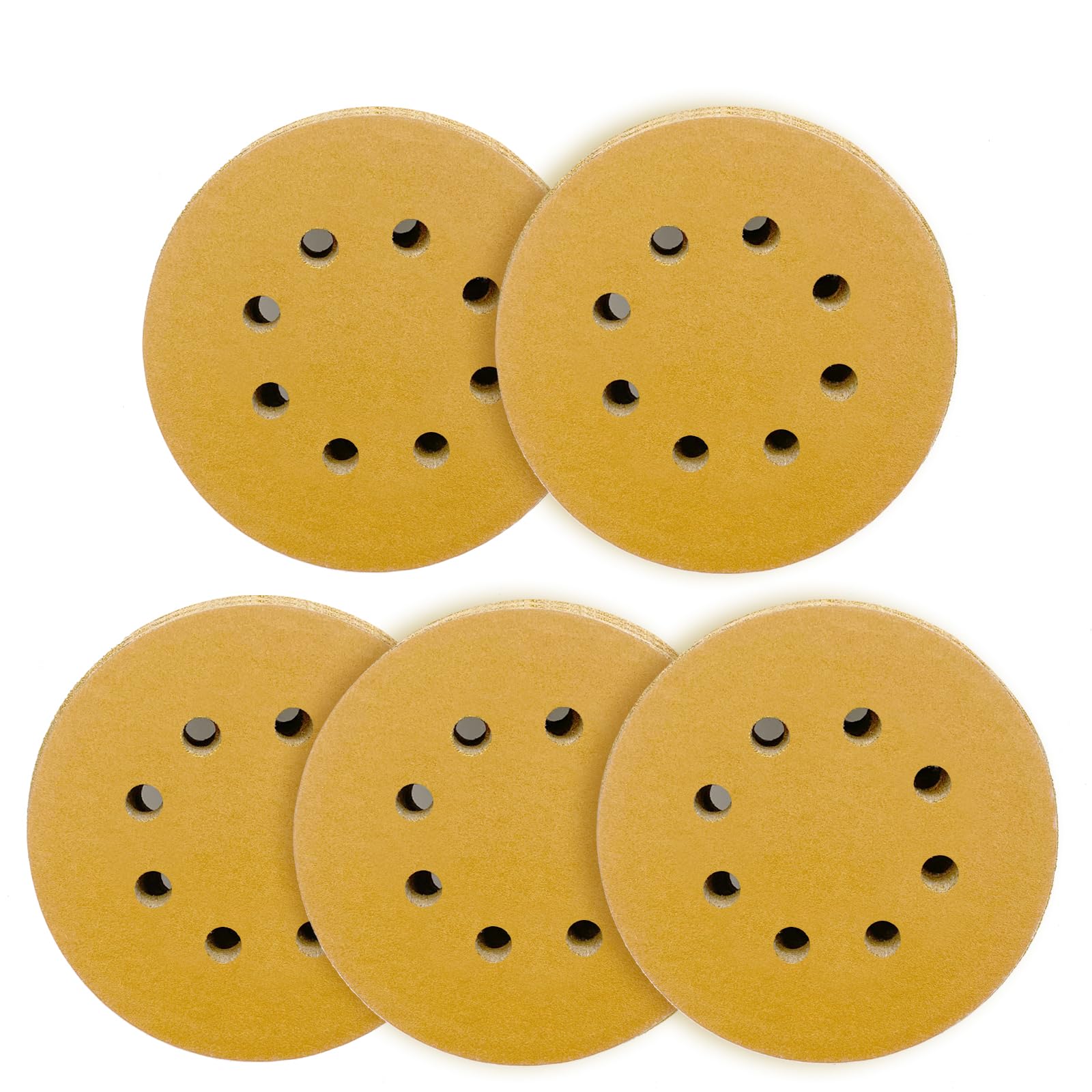5 Inch Hook and Loop Sanding Discs - 220 Grit Sandpaper with 8 Holes for Orbital Sander - Perfect for Woodworking, Automotive Polishing & Metal Surface Prep - Ideal for DIY Projects, Furniture Refinishing & Car Detailing