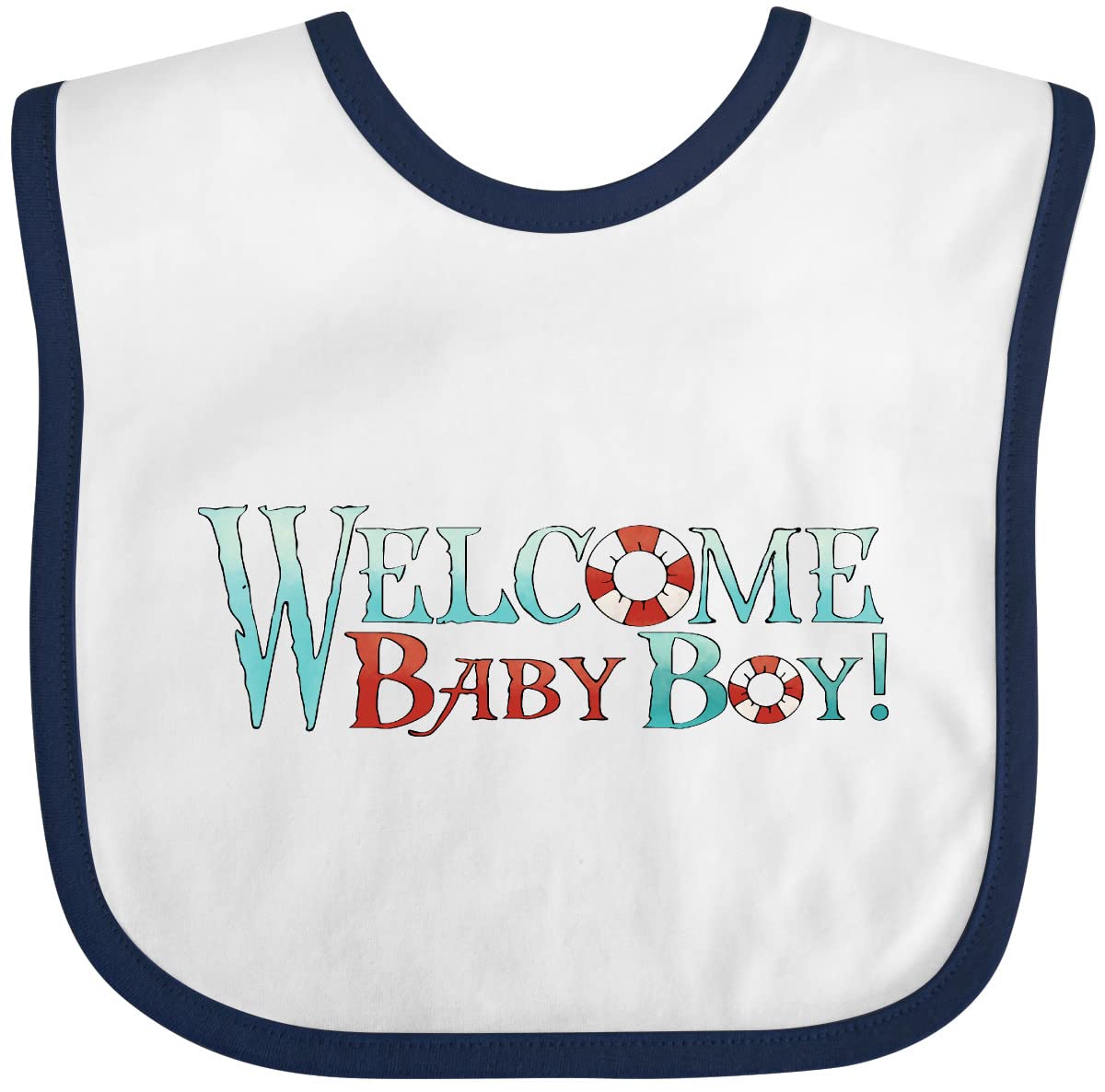 Inktastic Nautical Welcome Baby Boy Bib - Soft Cotton Drool Bib for Newborns & Infants - Perfect for Feeding, Teething & Photo Shoots