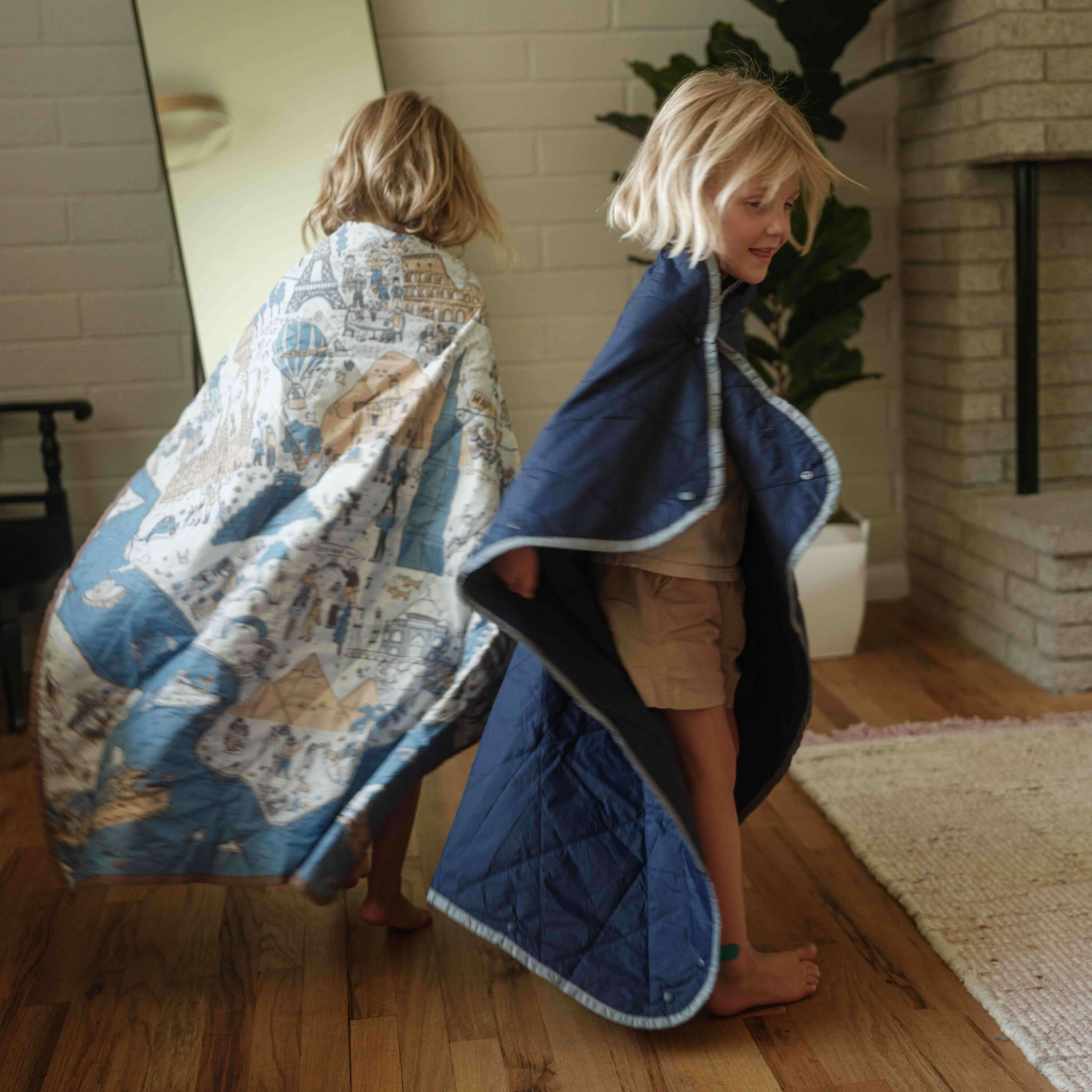 UltraPak™ MINI Kids Blanket - Soft Puffy & Packable Travel Blanket for Boys & Girls - Lightweight & Cozy - Perfect for Airplane, Car Rides & Outdoor Adventures - Blue