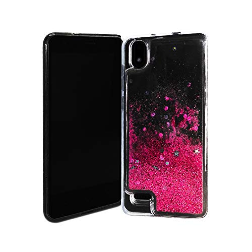 Premium Tempered Glass Screen Protector & Glitter Motion Liquid Phone Case for ZTE Blade T2 Lite Z559DL - Shockproof Protective Cover with Free Gift Stand (Pink) | Perfect for Everyday Use, Travel & Work Protection