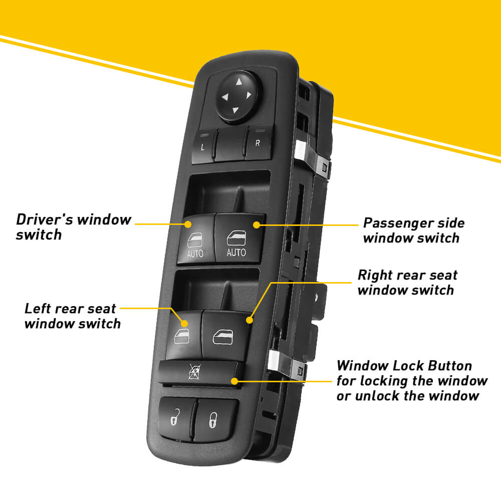 Master Power Window Door Switch for Chrysler Dodge Charger Ram 4 Door 11-Pin - Compatible with 2005-2010 Models - Easy DIY Installation for Car Window Control