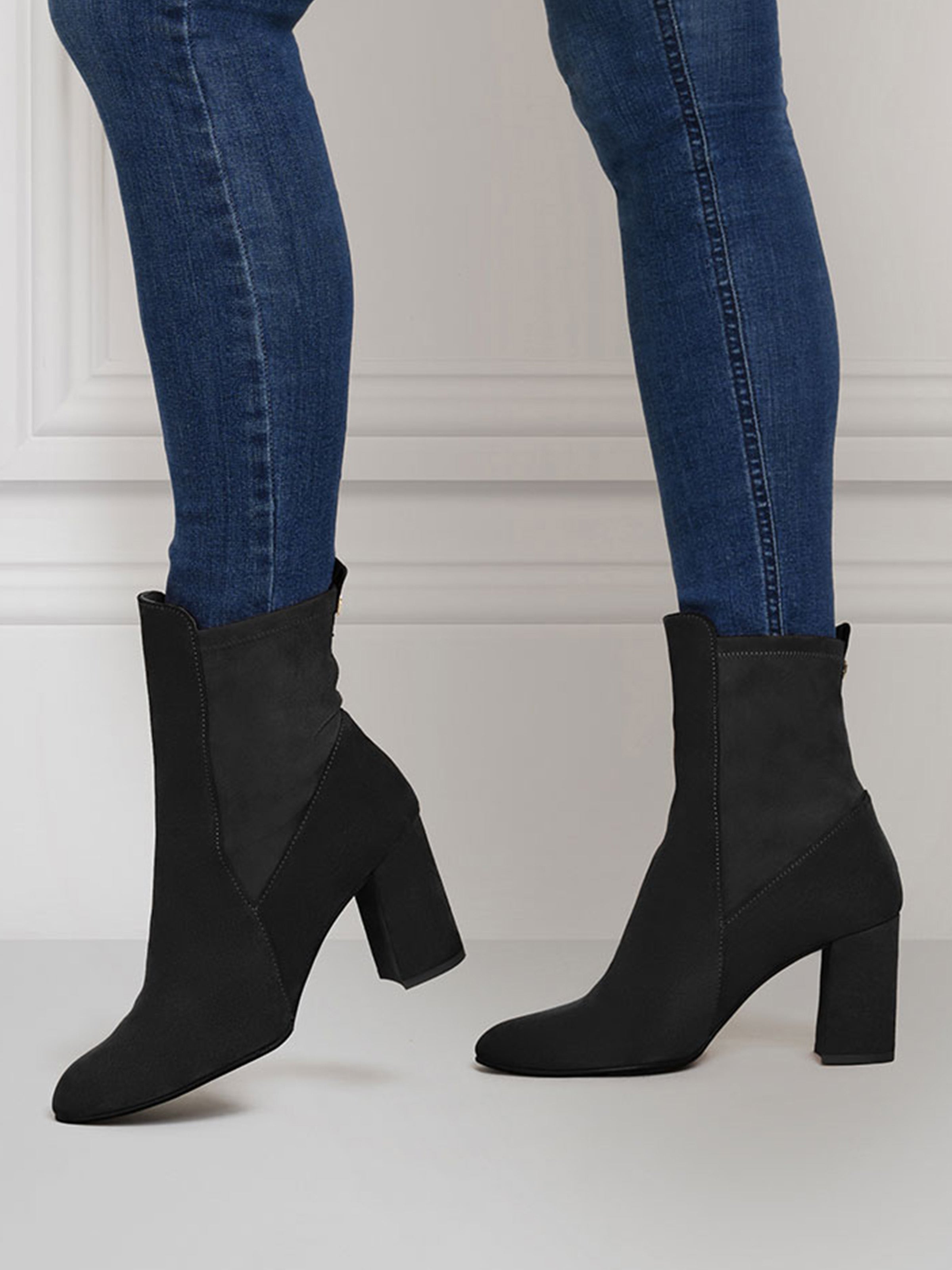 Black Suede Heeled Belgravia Ankle Boots for Women - Stylish & Comfortable Dress Shoes for Office, Party & Night Out