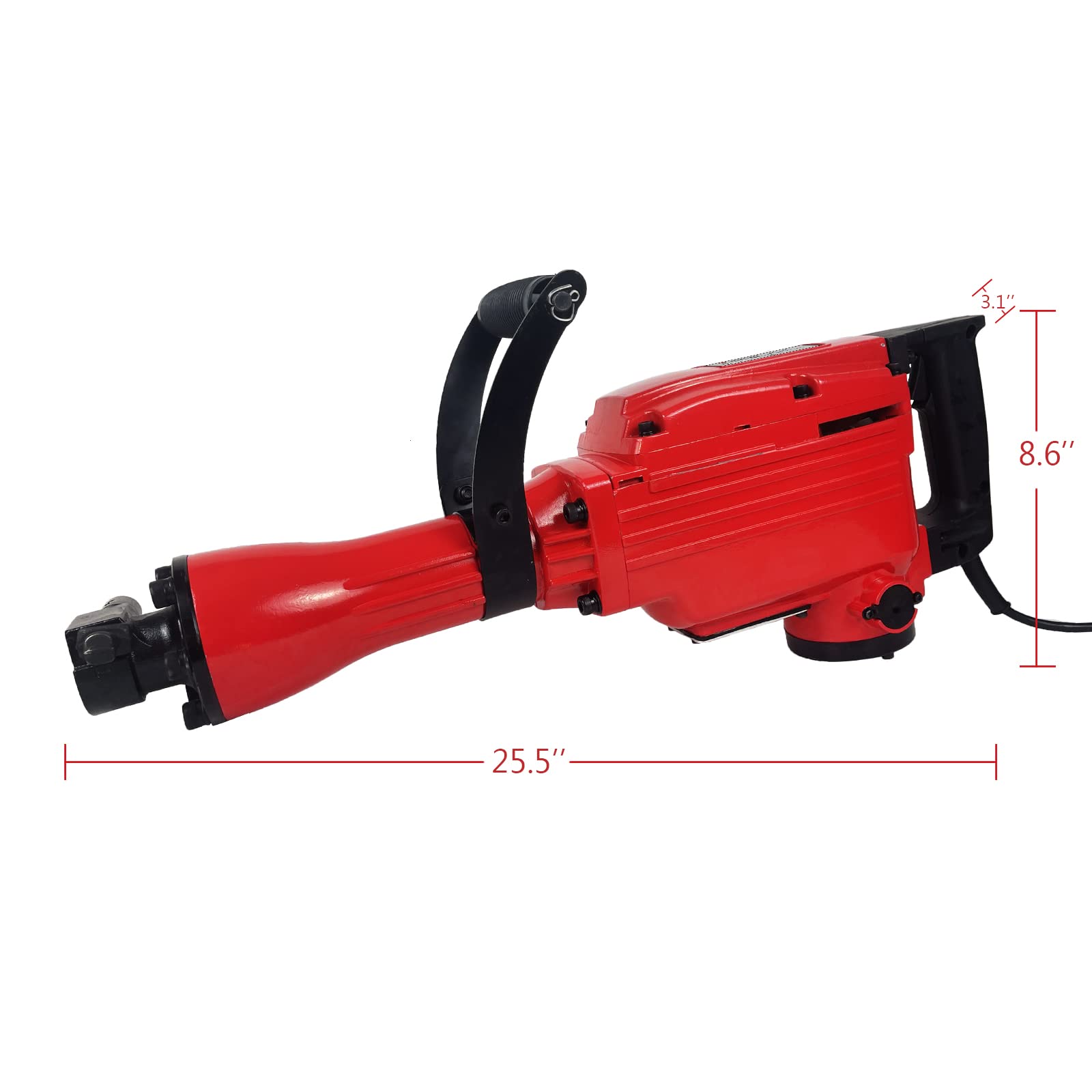 Demolition Electric Jack Hammer with 6pcs Chisel Bit - Heavy Duty Concrete Breaker Power Hammer for Construction, Road Repair & Home Renovation | Perfect for Demolishing Concrete Walls, Floors & Foundations