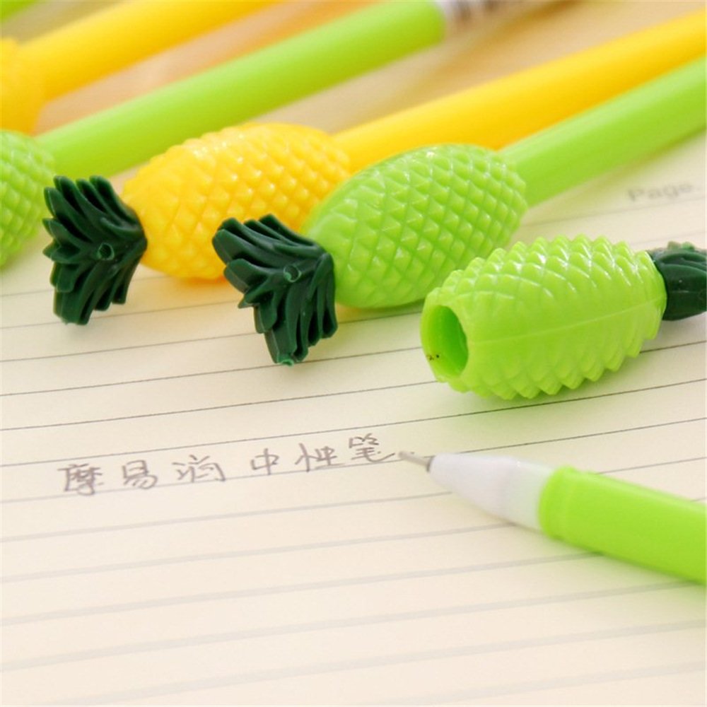 Kawaii Pineapple Gel Pens - Cute Fruit Shaped Gel Ink Pens for School, Office & Kids (6-Pack) - Fun Writing Supplies for Girls, Students & Stationery Lovers - Perfect for Note Taking, Journaling & Gift Giving