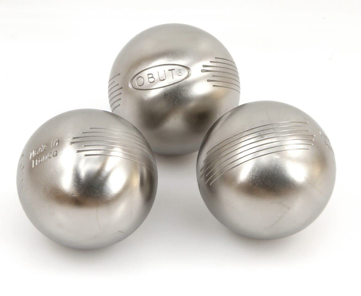 Obut Loisir Stainless Steel LOOP SIDE Petanque Balls Set of 3 - Perfect for Backyard Games, Beach Play & Competitive Boules Matches