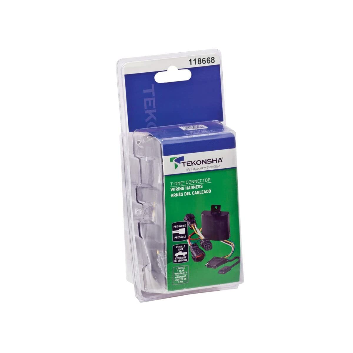 Tekonsha 118668 T-One Connector Assembly for Trailer Wiring - Universal 4-Way Flat Vehicle to Trailer Light Harness Kit - Perfect for Towing Boats, Campers & Utility Trailers