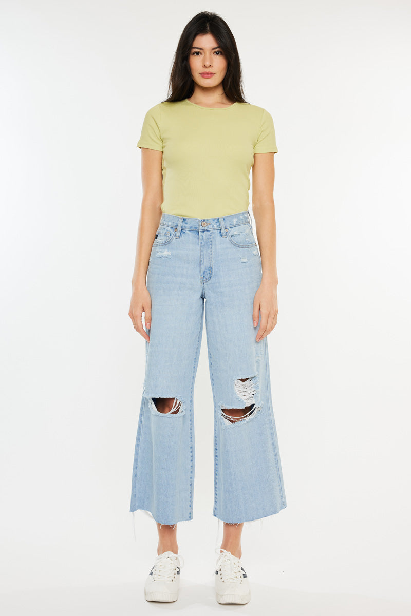 Mariyah Ultra High Rise Cropped Wide Leg Jeans for Women - Trendy Stretch Denim Pants for Casual Outfits & Street Style Fashion