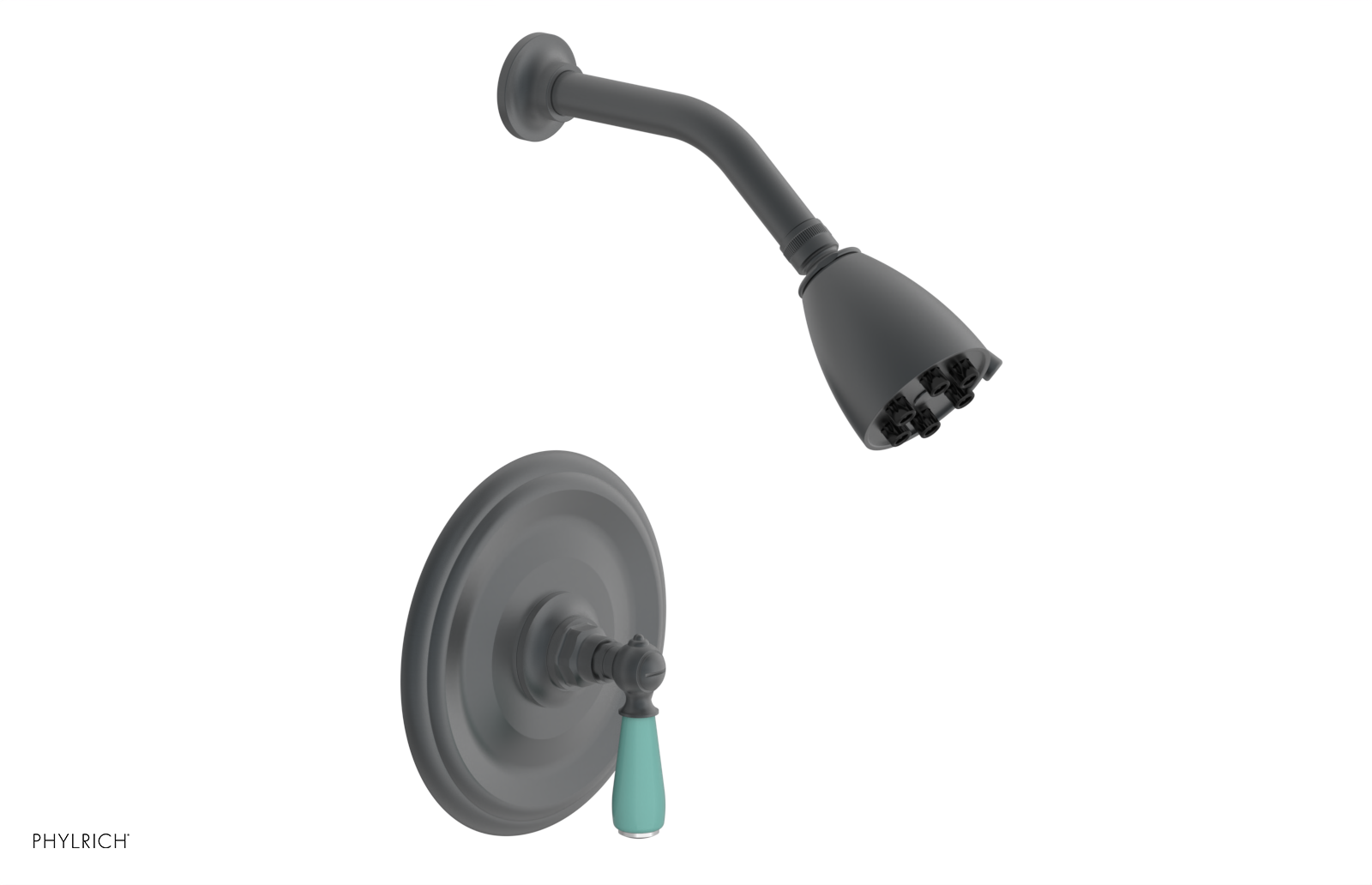 Jamestown Pressure Balance Shower Set with Lever Handle & Turquoise Accents - Model 165-22 | Modern Bathroom Fixture for Spa-Like Shower Experience