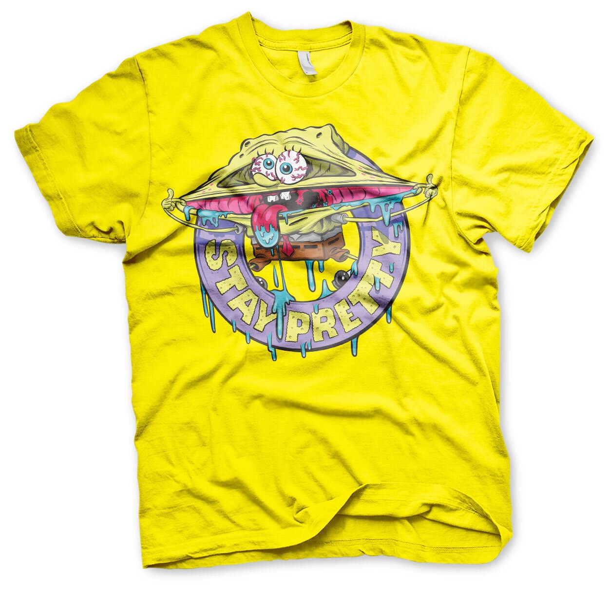 Official SpongeBob SquarePants Men's Graphic T-Shirt - Yellow XX-Large - Soft Cotton Cartoon Tee for Casual Wear, Cosplay & SpongeBob Fan Gifts