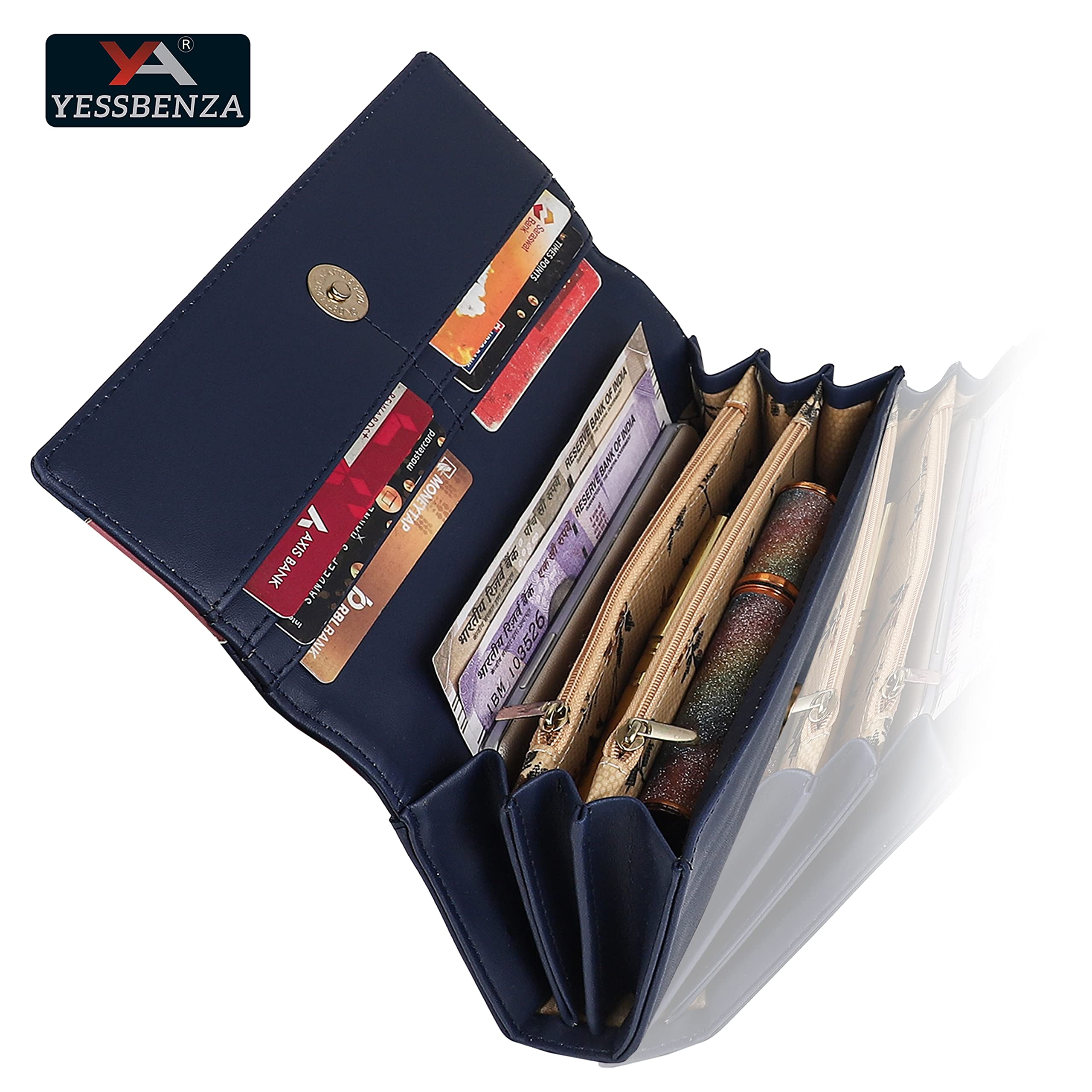 YESSBENZA Women's Faux Leather Clutch Purse with 6 Card Slots - Stylish Wallet Handbag for Ladies & Teens (Royal Blue) - Perfect for Parties, Dating & Evening Events