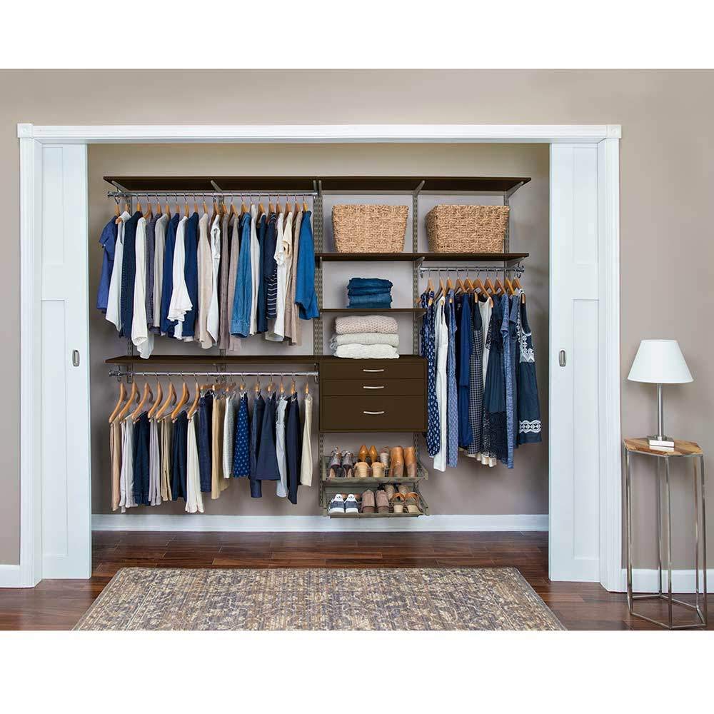 FreedomRail Adjustable Closet Organizer Kit 96-100 Inch, Chocolate Pear Finish - Customizable Wardrobe Storage System for Bedroom, Walk-in Closet & Home Organization