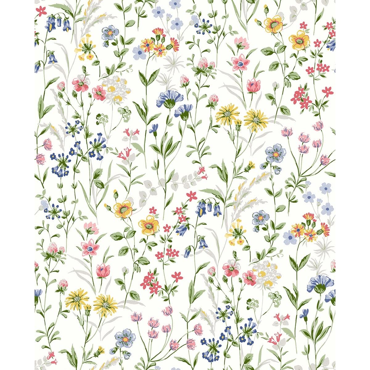 NextWall Wildflowers Peel and Stick Wallpaper - Self-Adhesive Removable Wall Mural for Bedroom, Nursery, Living Room - Vibrant Multicolor Floral Design - Easy to Install & Remove