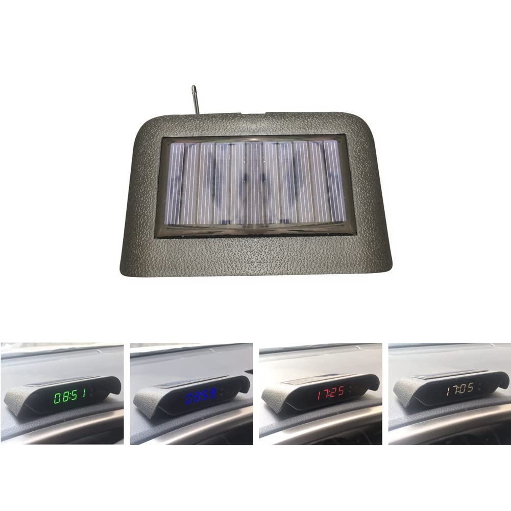 Zcargel 3-in-1 Solar Car Digital Thermometer Clock with USB Charging, Luminous Display, Multifunctional Car Interior Accessory for Enhanced Driving Comfort - White