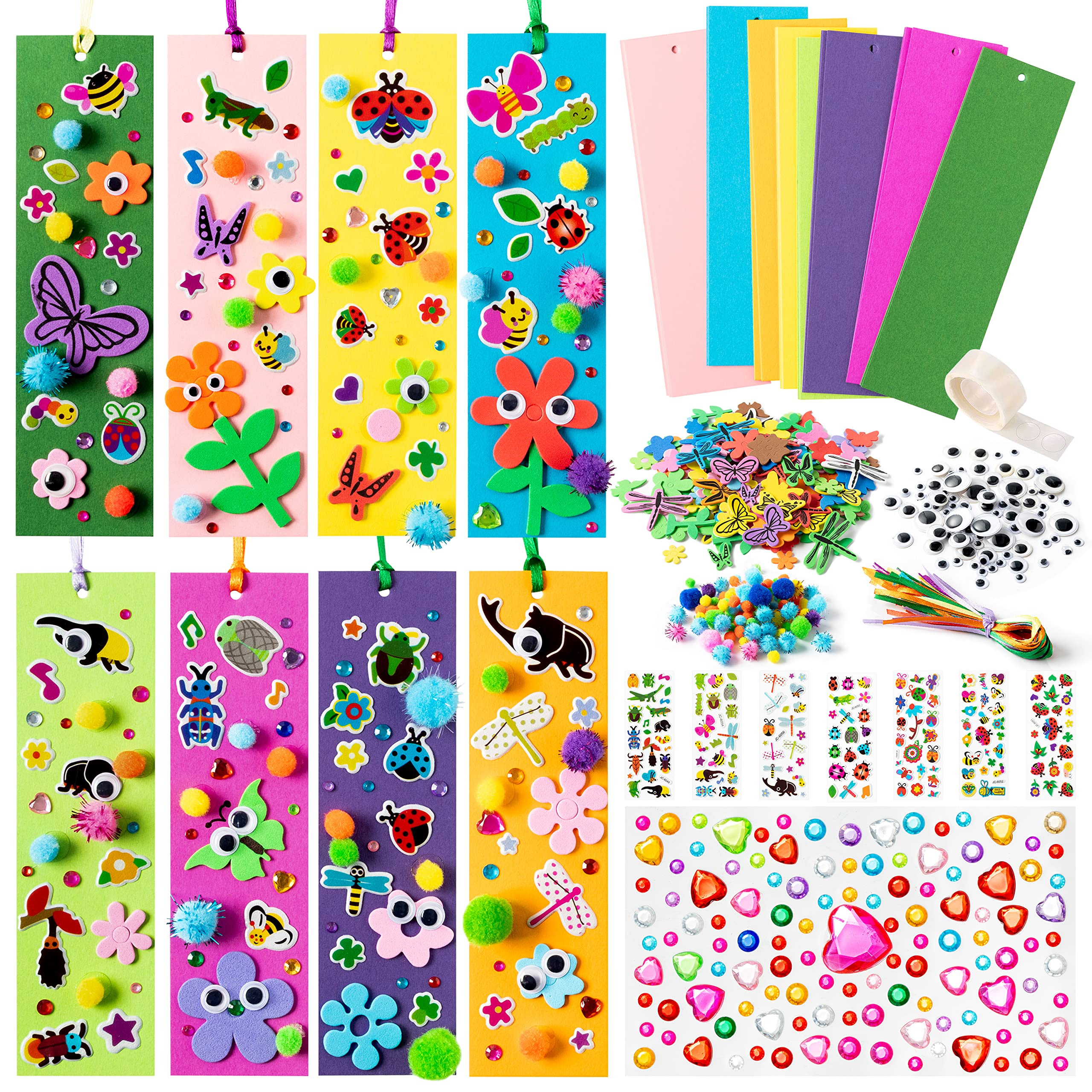 X1zuue 32 Sets Spring DIY Bookmarks Craft Kit - 3D Foam Animals Easter Bookmarks, Handmade Paper Art for Kids Classroom Activities, Reading Rewards, Holiday Party Favors & School Craft Supplies